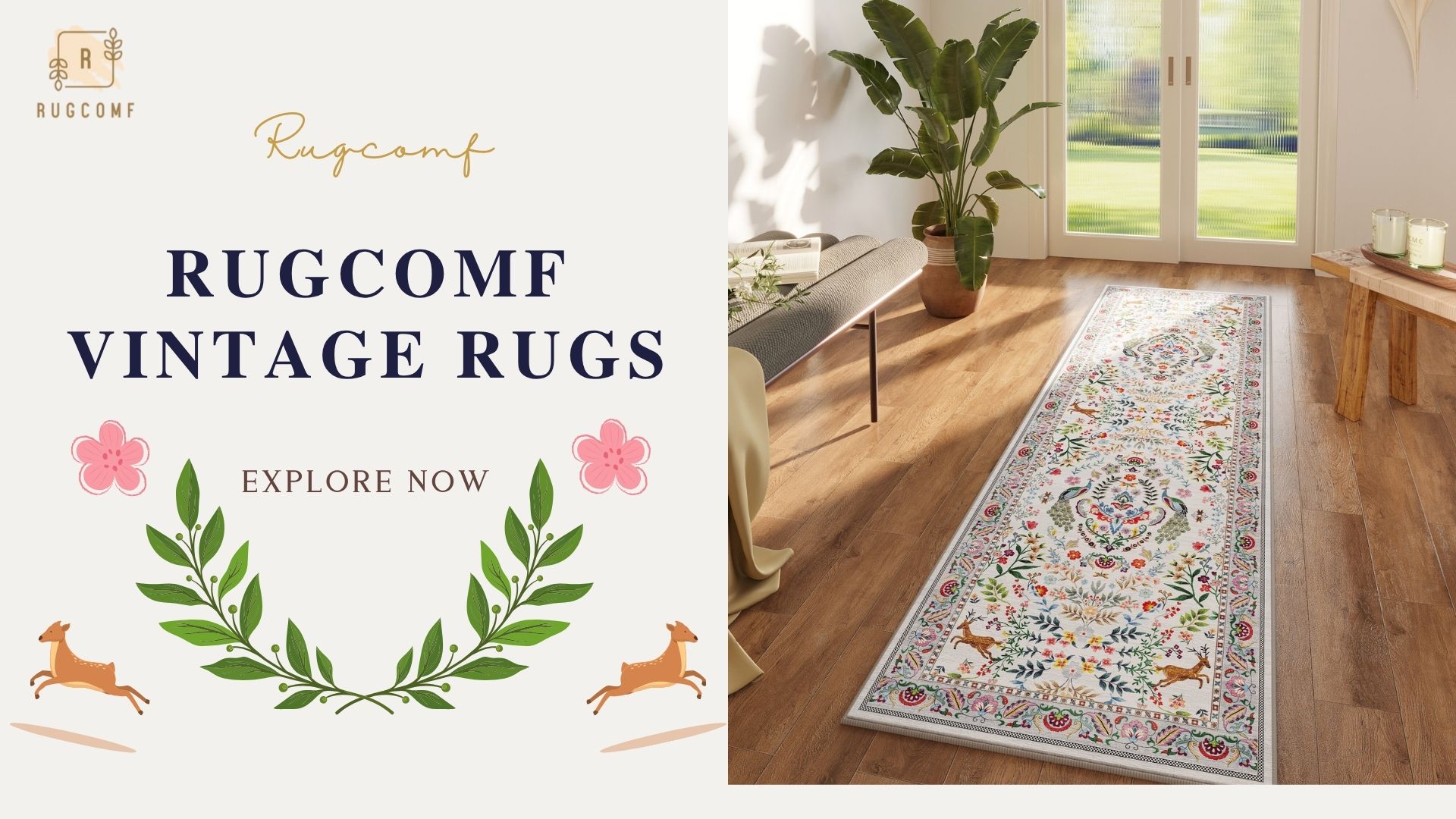 Tapete Rugcomf Runner 2x6 Floral Lavable Antideslizante miniatura 7