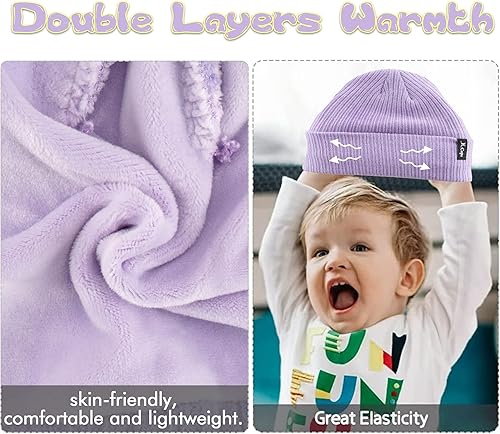 Miniatura 4 de FZ FANTASTIC ZONE Gorro de invierno para niños pequeños de 0 a 3 años de edad, gorro de invierno para niños y niñas de 0 a 3 años de edad, gorro de