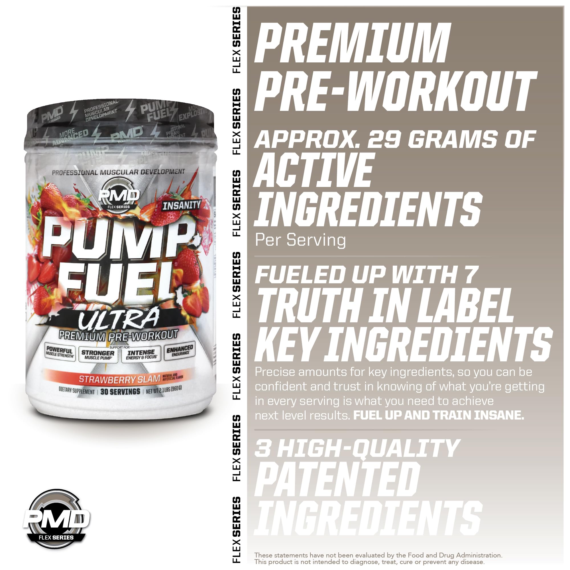 PMD Sports Pump Fuel Ultra Insanity Strawberry Slam Flavor - 30 Servings — Amazon image 5