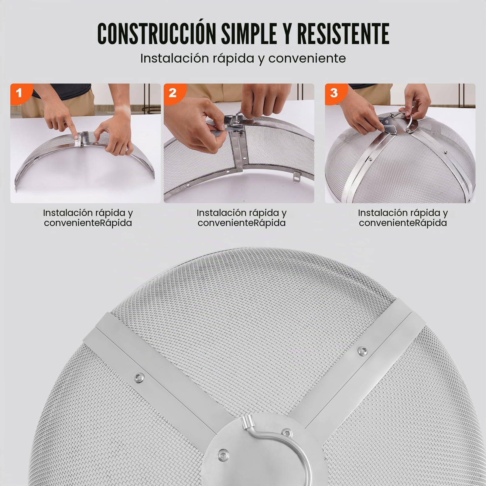 VEVOR Parachispas para Brasero 686 mm Alambrera de Brasero de Acero Inoxidable Cubierta Redonda Rejilla de Protección contra Chispas de Fuego Apertura Fácil con Accesorios para Hogueras, Jardín, Patio
