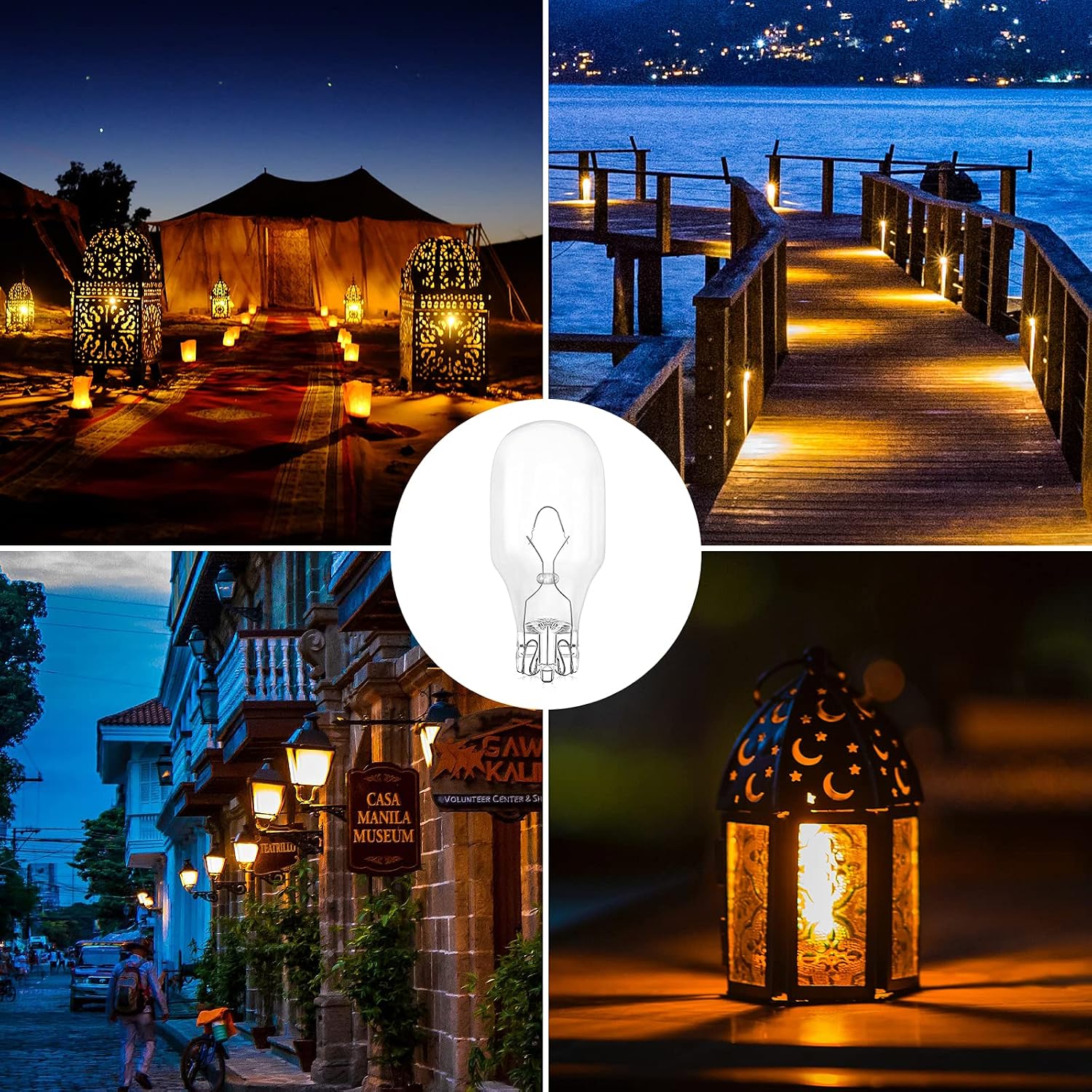 T5 Landscape Light Bulbs, Lustaled 12V 7 Watt T5 Landscape Bulb Low Voltage 12 Volt T5 T10 Wedge Base Malibu Bulb Warm White 2700K for Outdoor Landscape Garden Deck Patio Lawn RV Auto Lights (10-Pack)