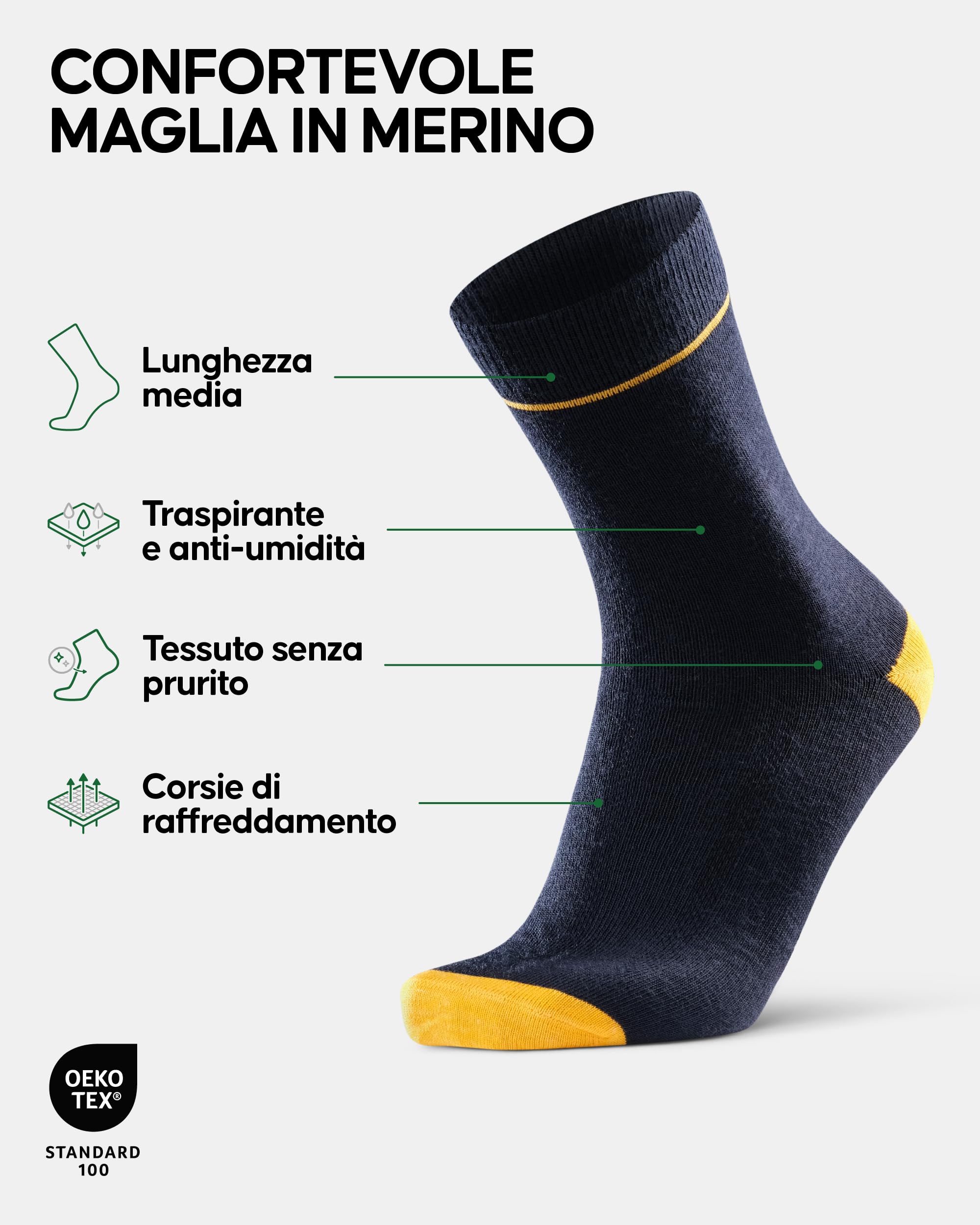 DANISH ENDURANCE Calze Trekking in Lana Merino, Anti-Vescica, Calzini Escursionismo da Uomo, Donna, Bambino, 3 Paia