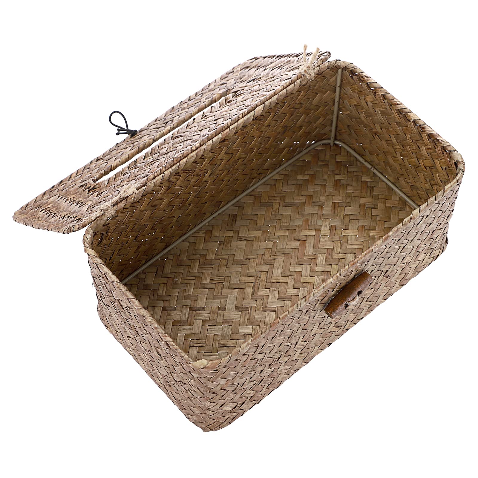 BSTKEY Caja de pañuelos faciales rectangular de pasto marino para el hogar, soporte de papel tejido, café, 27 x 12 x 9 pulgadas