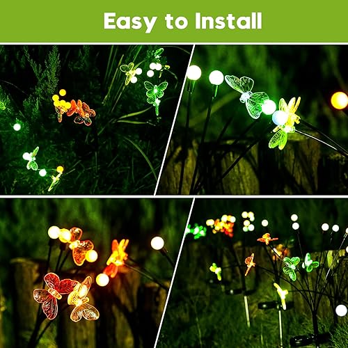 Miniatura 6 de Luces solares de luciérnaga para jardín, 2 unidades, 16 LED RGB que cambian de color, decoración solar de jardín, luces solares de jardín