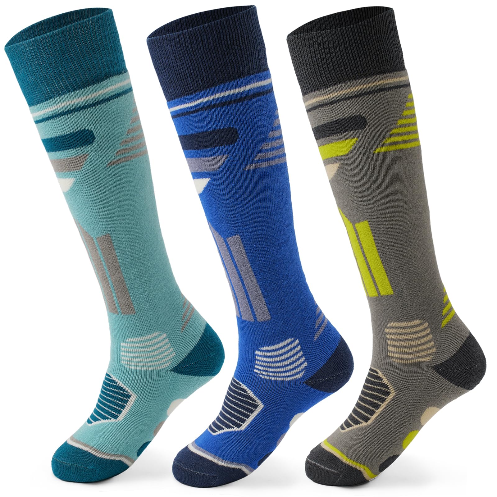 Aisyee Jungen Skisocken Kinder Winter Warme Socken Jungen Lange Socken Gemütliche Thermosocken für Jungen Multipack 3 Paar