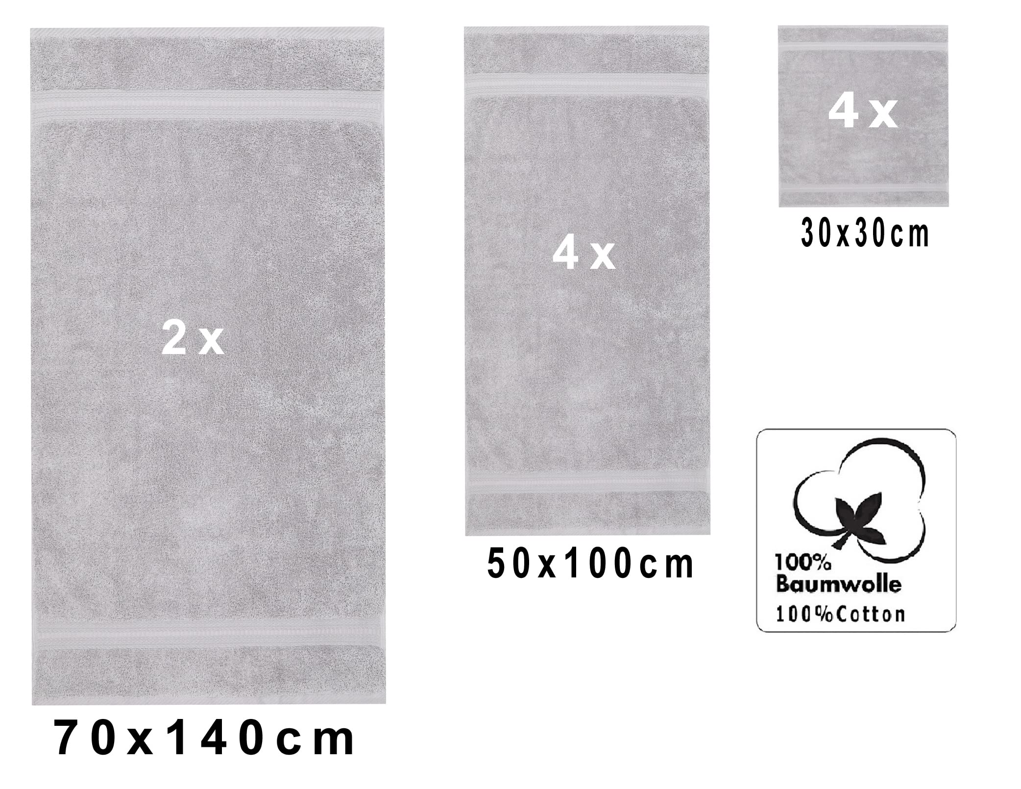 Betz 10-częściowy zestaw ręczników Gold jakość 600 g/m² 100% bawełna 2 ręczniki kąpielowe 4 ręczniki do rąk 4 ręczniki do rąk do rąk kolor srebrno-szary