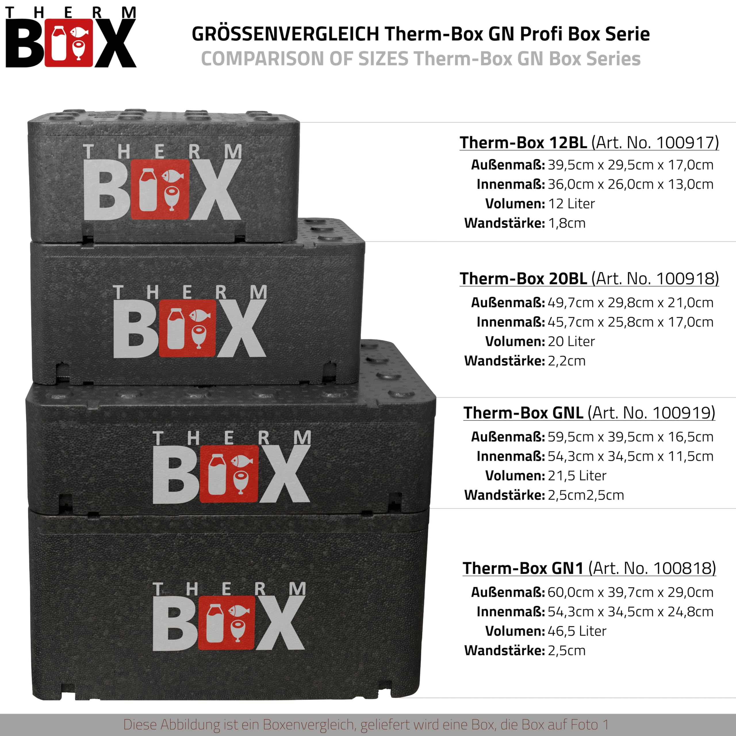 THERM BOX boîte en polystyrène Grand Format GN 1/1 intérieur : 54 x 34,5 x 24 cm 46 litres paroi : 2,5 cm boîte Isotherme boîte de Maintien au Chaud glacière conteneur Thermique réutilisable
