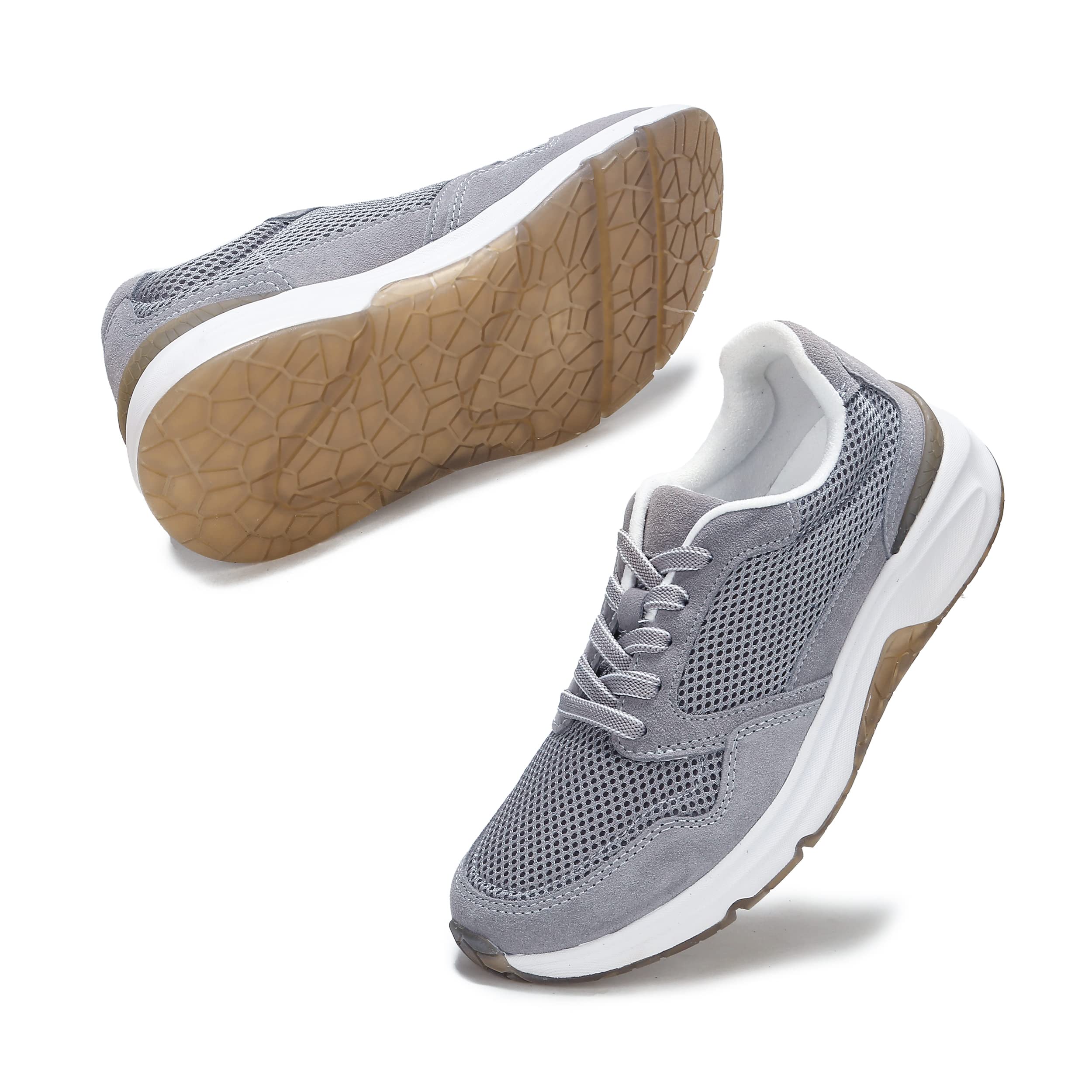 DASENGYE Non Slip Womens Fashion Sneakers Comfortable Lace Up & Mesh Walking Shoes Women 6.5 Grey