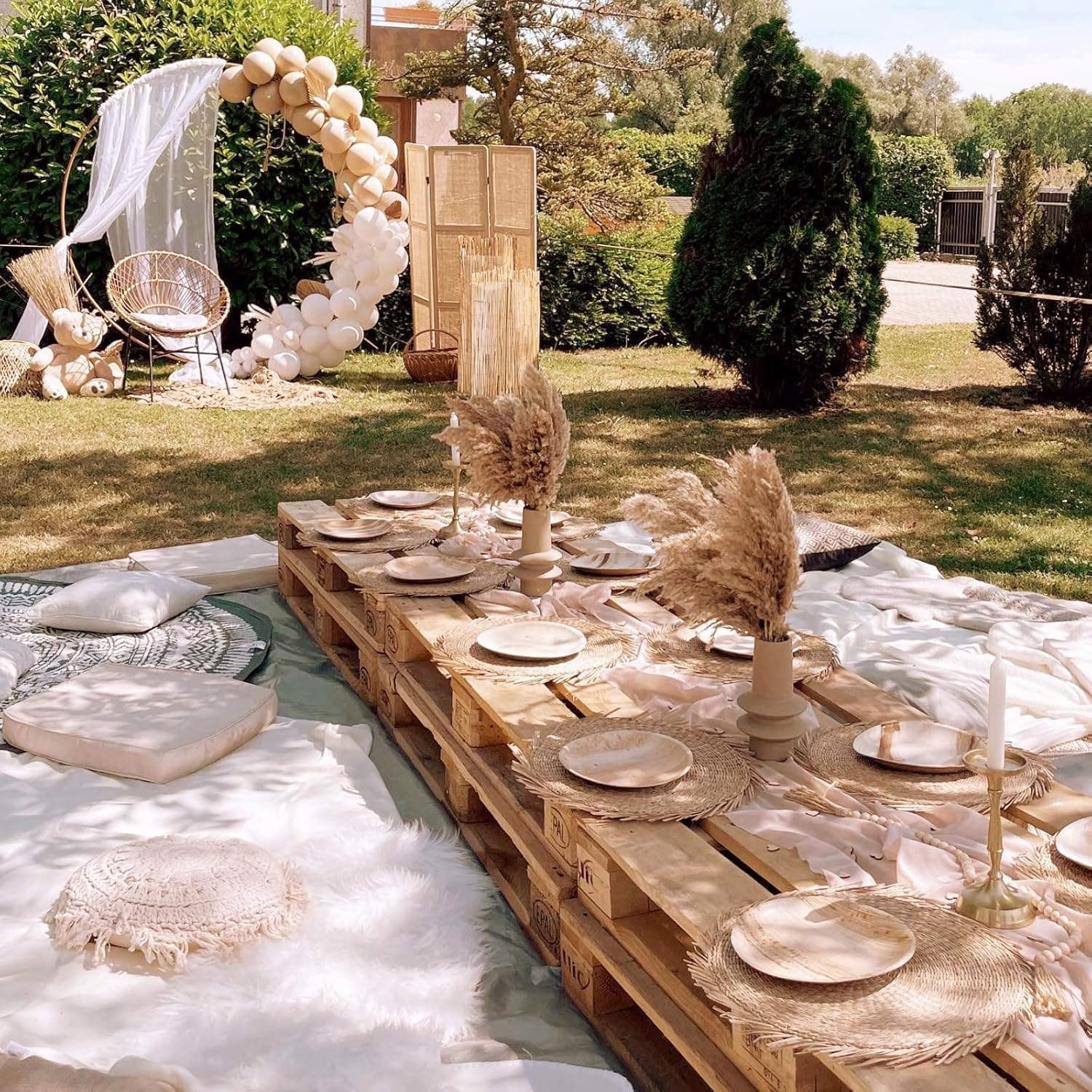Erba di Pampa Essiccata Naturale, Mazzo Decorativo Boho | Decorazione Boho Chic, Centrotavola Rustico, Tono Beige Naturale, Per Matrimoni e Feste, Composizione Voluminosa