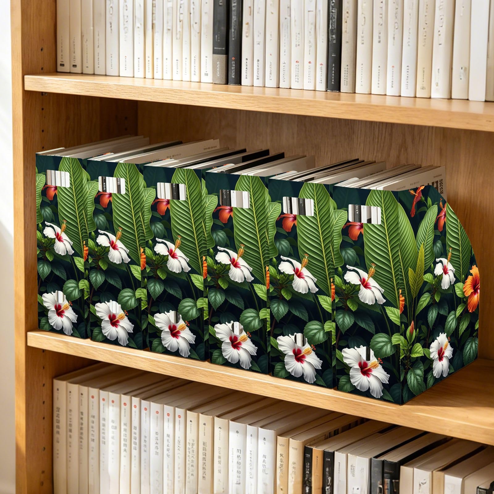 Zeitschriftensammler mit tropischer Blume, Grün