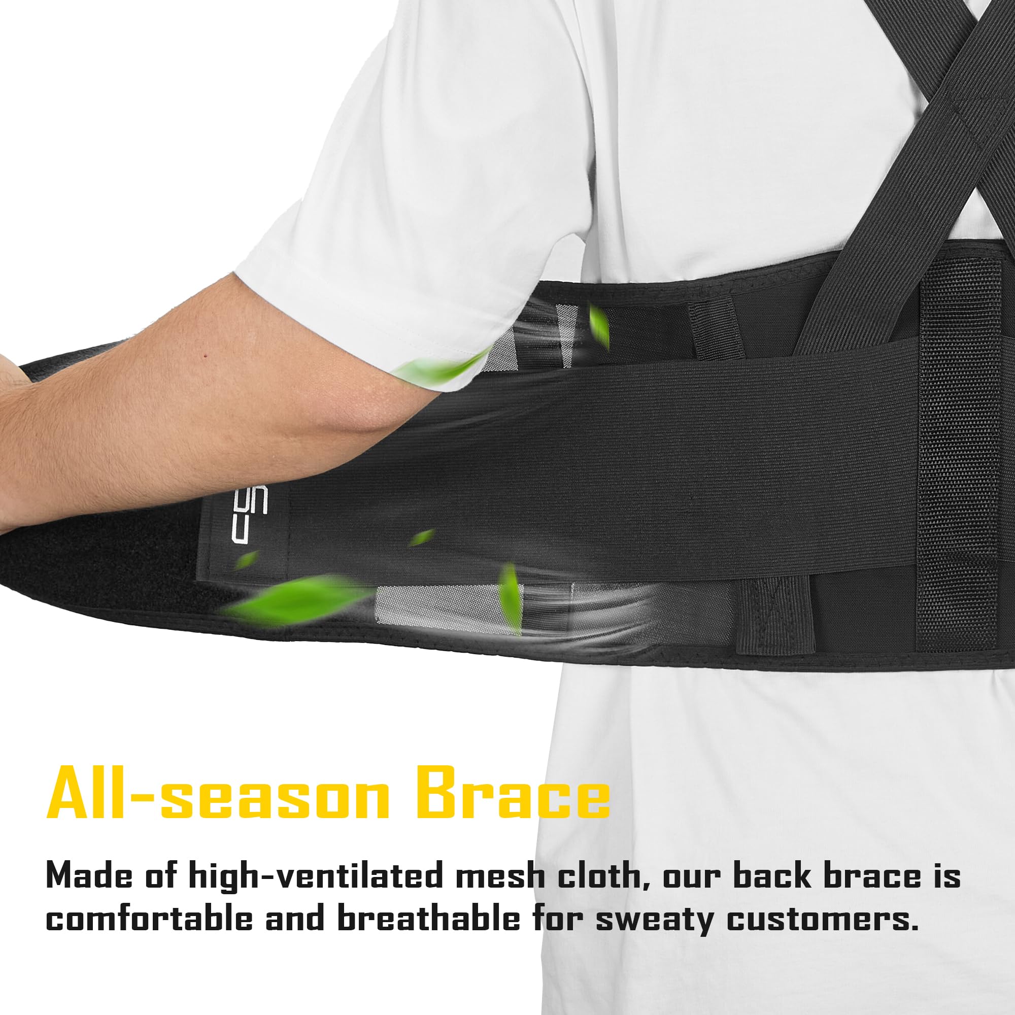 COOLJOB Ceinture de soutien lombaire pour hommes et femmes avec support dorsal souple rembourré en 3D et bretelles réglables pour le travail quotidien et le levage de charges lourdes (XL)