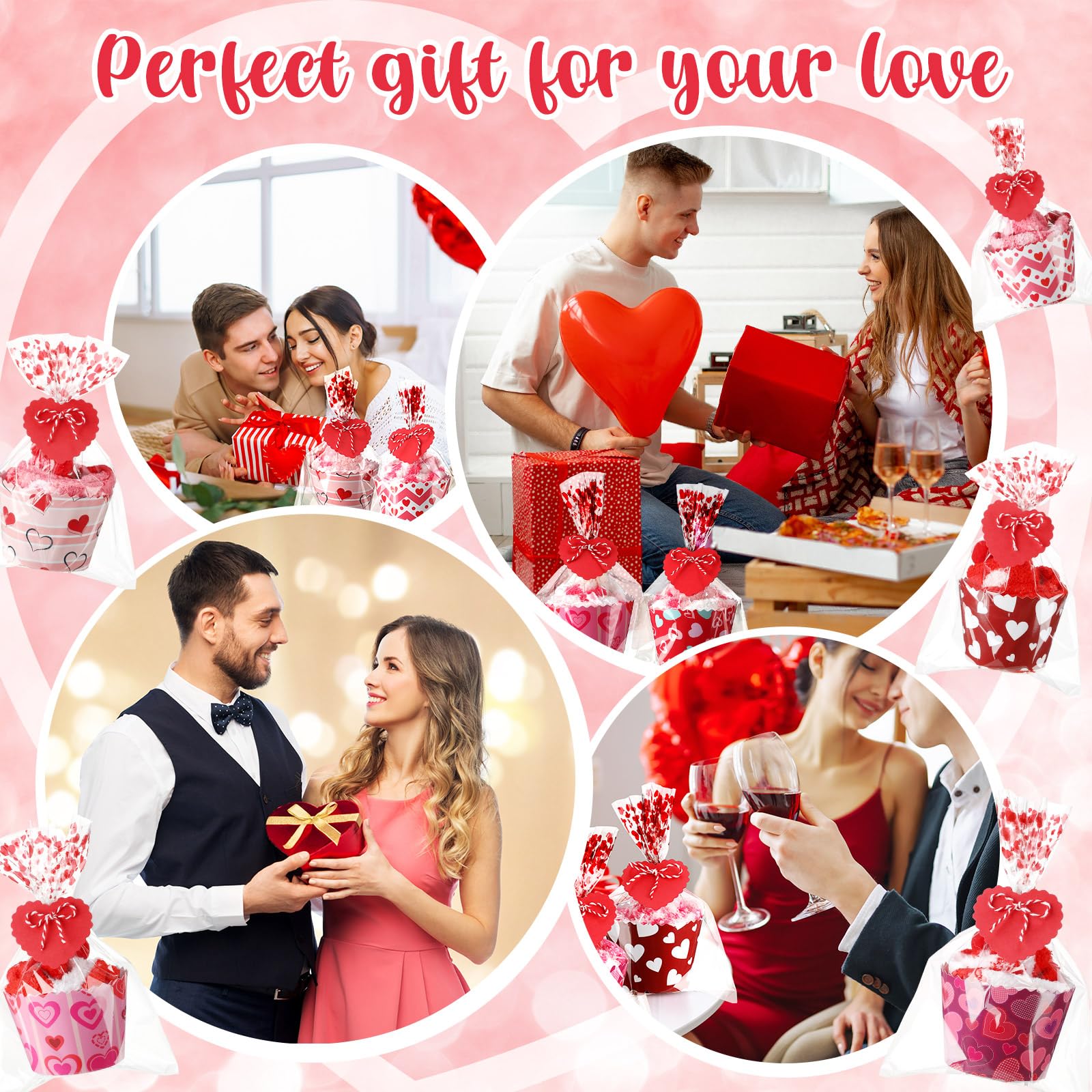Lot de 6 paires de chaussettes pelucheuses pour la Saint-Valentin avec carte cupcake - Cadeau idéal pour homme et femme (cœur), Couleur mignonne, One Size Women/One Size Men