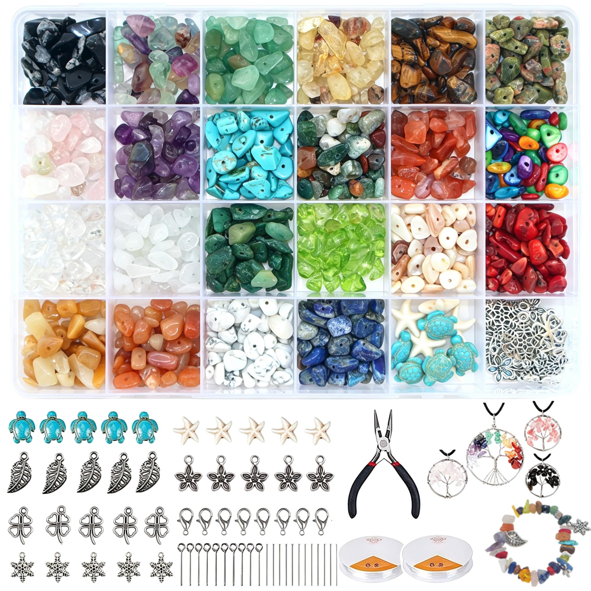 Kit de fabricación de pulseras para adultos con cuentas de piedras naturales