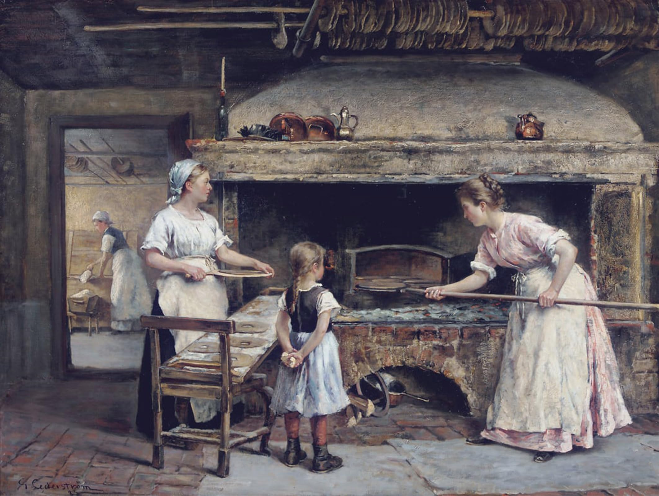 Posteriik No Frame Vintage Classic Picture Landscape Artwork Inside A Bakery By Gustaf Olaf Cederstrom Portrait Canvas Painting For Office Home Decor 60X90cm