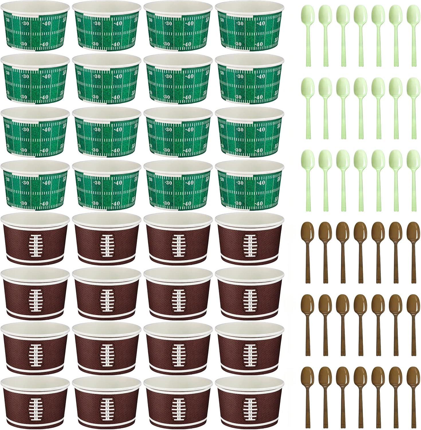 Eaasty 60 Set 120 Pcs Football Bowls Set 14 oz Disposable