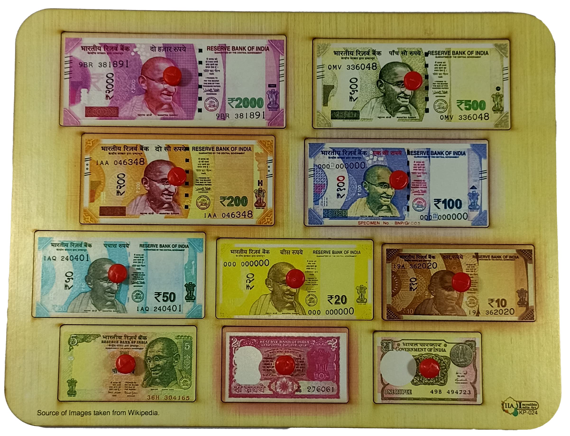 JoJo Wooden Indian Currency Puzzle Toy Designed Based ON Montessori Educational Learning Process with The Attractive Multicolor Puzzle Board Toy