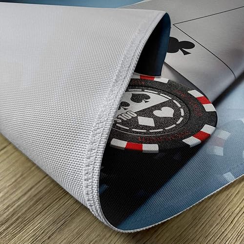 Miniatura 5 de Lunarable Juego de 4 manteles individuales para torneo de póquer, fichas de juego y par de tarjetas de Ases Casino Apuestas de Juegos de Apuestas de