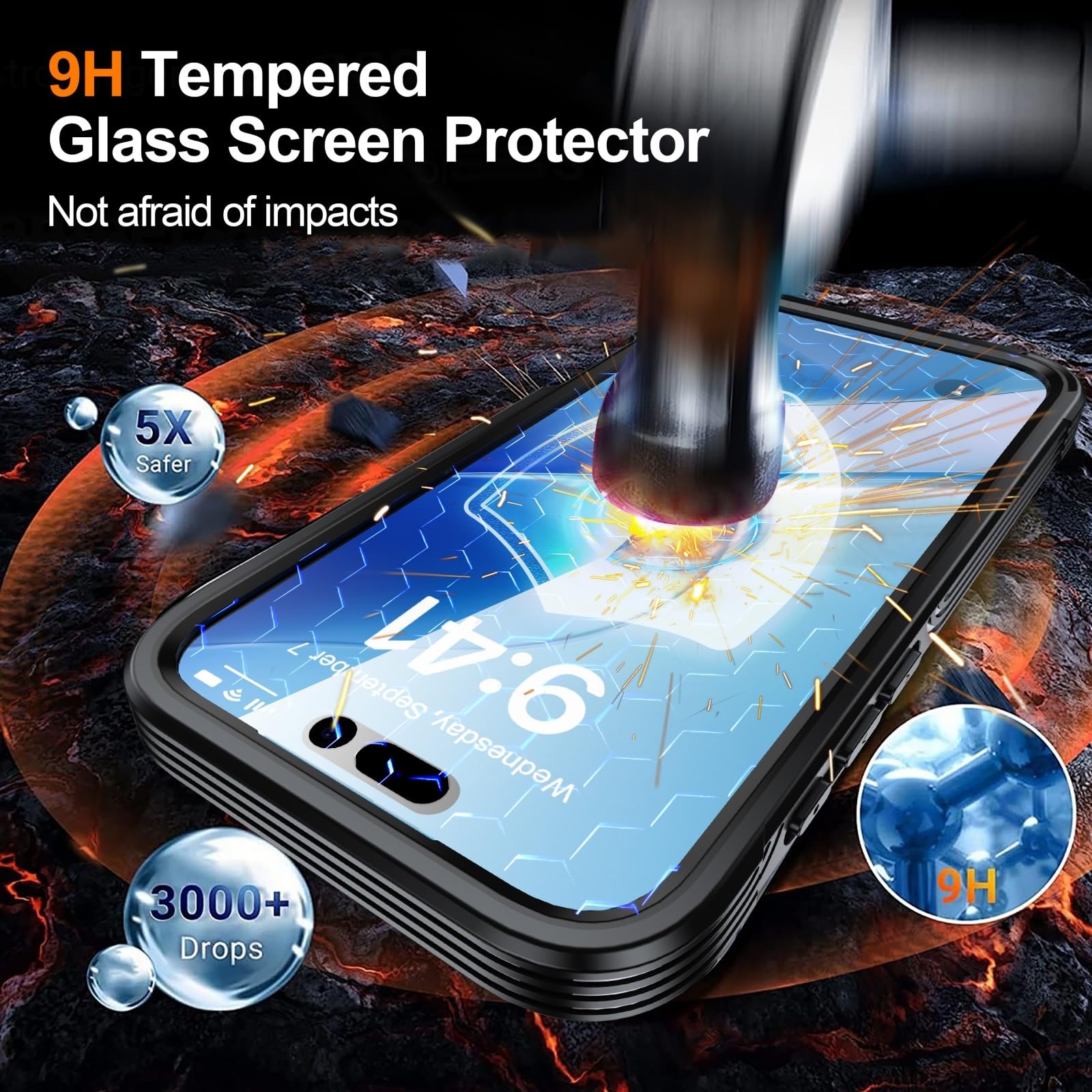 Funda para iPhone 17 Pro Max/17 Pro/17 Air/17, Carcasa Trasera Transparente de Doble Cara, Resistente a Golpes y con Protección de Pantalla, Compatible con MagSafe