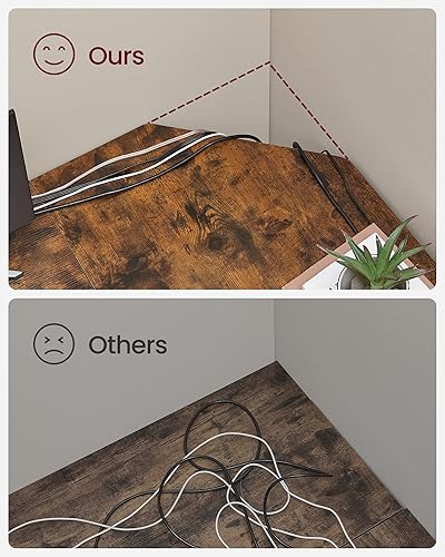 Miniatura 7 de VASAGLE Escritorio para computadora en forma de L escritorio esquinero estación de trabajo de estudio de escritura de 54 pulgadas marrón rústico y