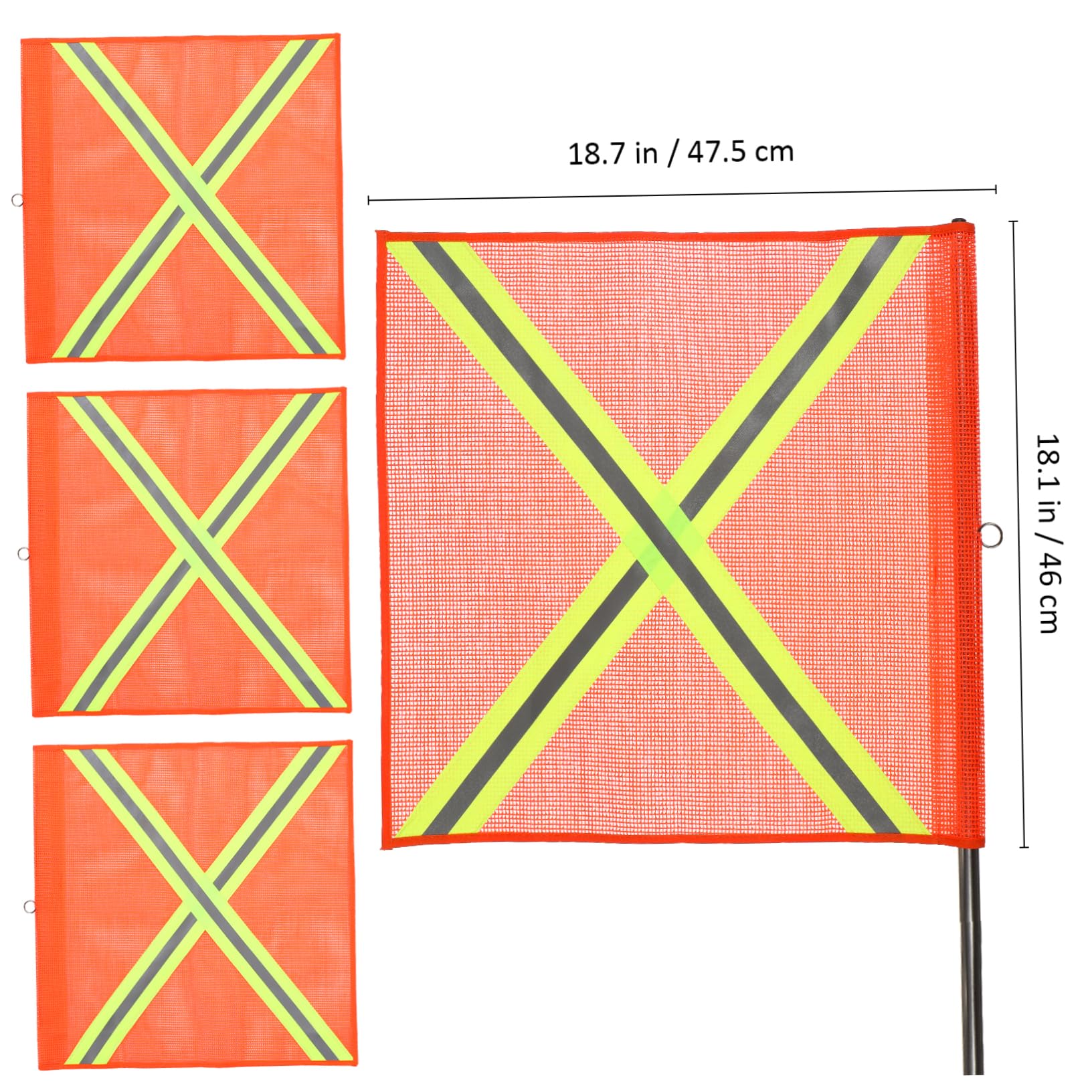 IMIKEYA Reflective Orange Flags for Trucks 4 Pcs Mesh Warning Flags for Construction Biking Accessories and Outdoor Safety