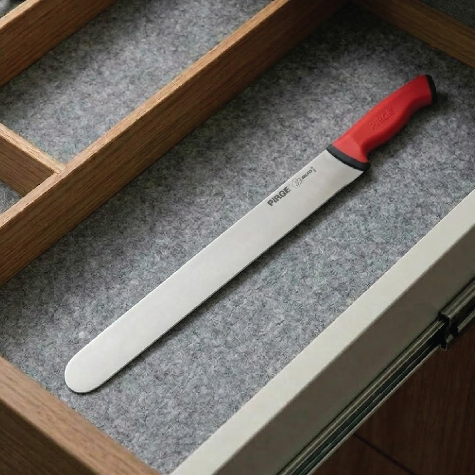 Pirge Duo Red Doner nóż do kebaba, 55 cm, długie ostrze ze stali nierdzewnej do krojenia mięsa i grillowania, profesjonalna jakość szefa kuchni, ergonomiczny uchwyt