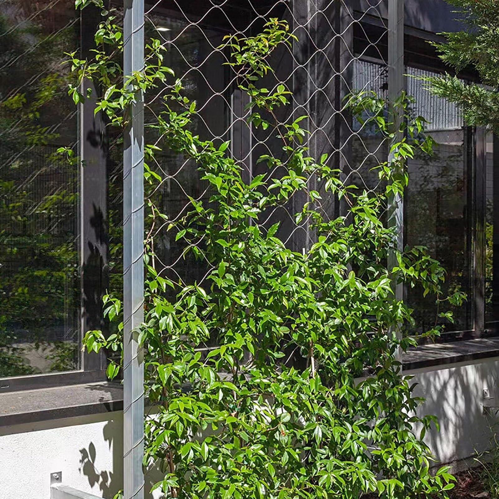 Red de Escalada Flexible y Duradera de Acero Inoxidable de 0,8 x 9 m para decoración de Jardines, Granjas, Balcones y escaleras: Sistema de Soporte versátil para Plantas trepadoras y hortali