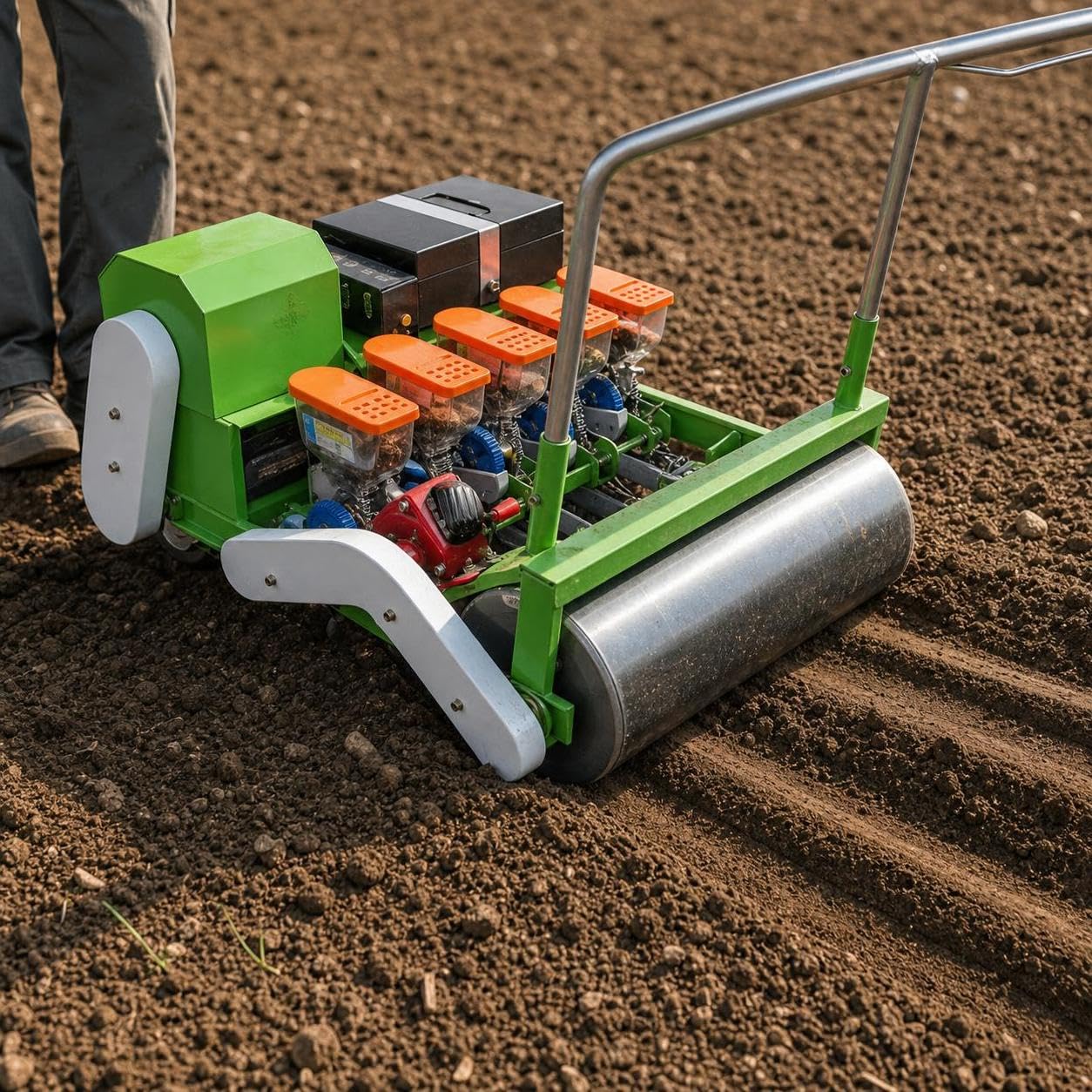 per orto manuale di precisione, Attrezzo a spinta per giardinaggio, per professionisti, Seminatrice a spinta manuale a due file