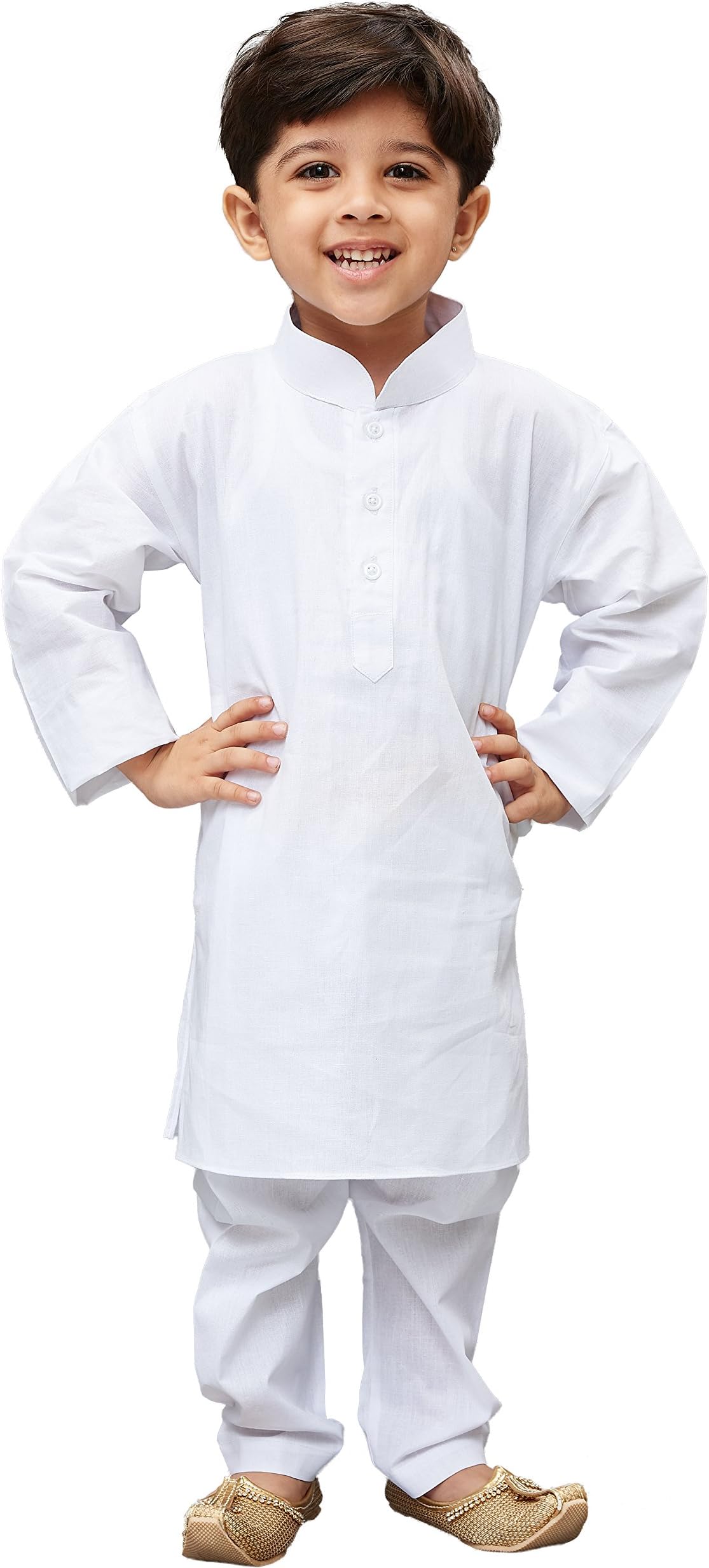 JBN Creation Boys White Pure Cotton Kurta Pyajama (Size: