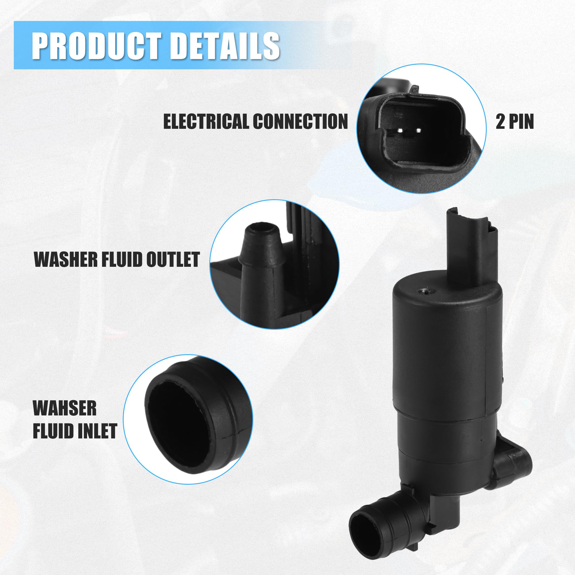 A ABSOPRO Motor de Bomba de Lavaparabrisas Compatible con Citroen C3 No.643471-1 Unidad