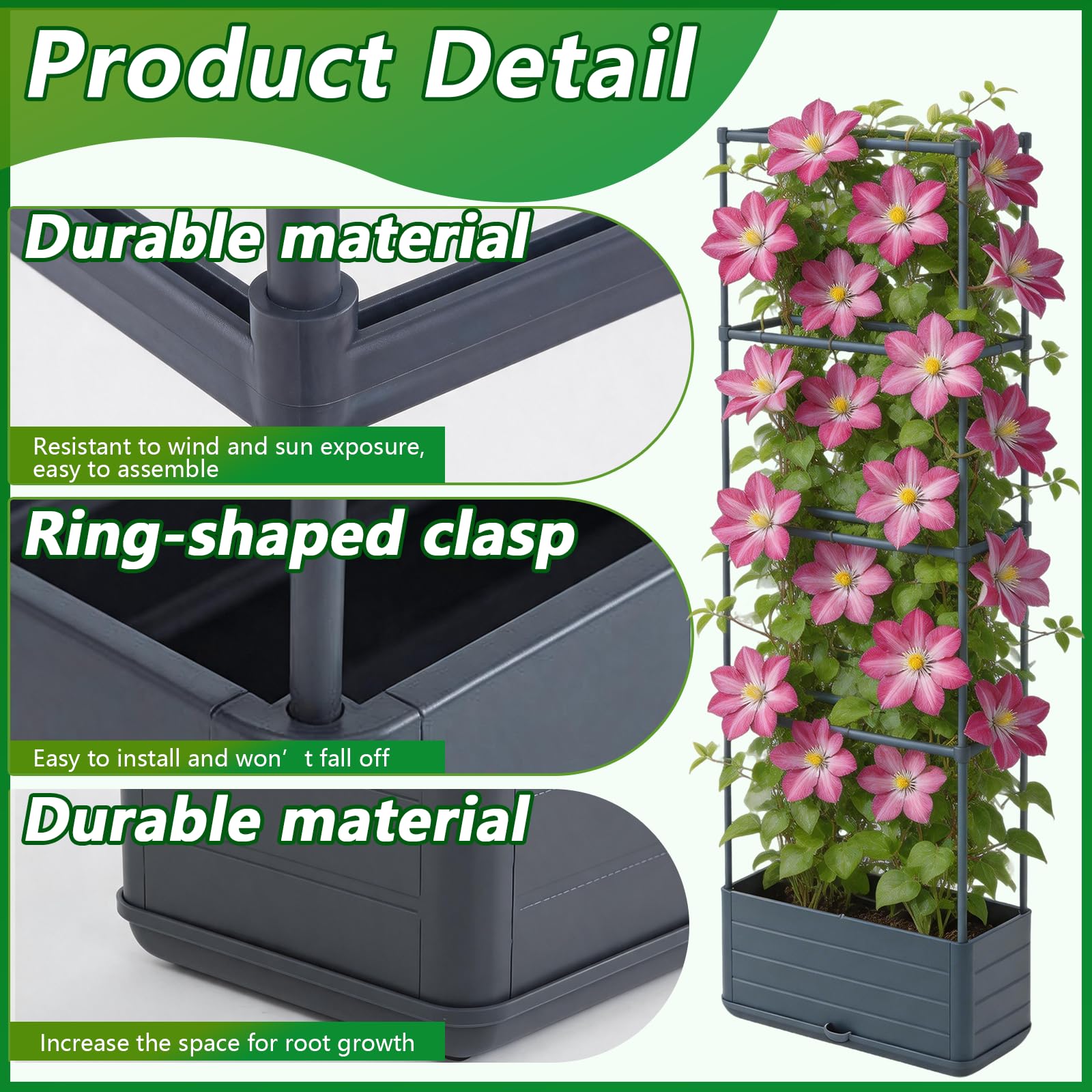 BRGD Paquete de 2 Jardineras Elevadas con Enrejado, 4 Niveles Torre de Cultivo para el Cultivo de Tomates, Pepinos, Frijoles, Rosales y Petunias