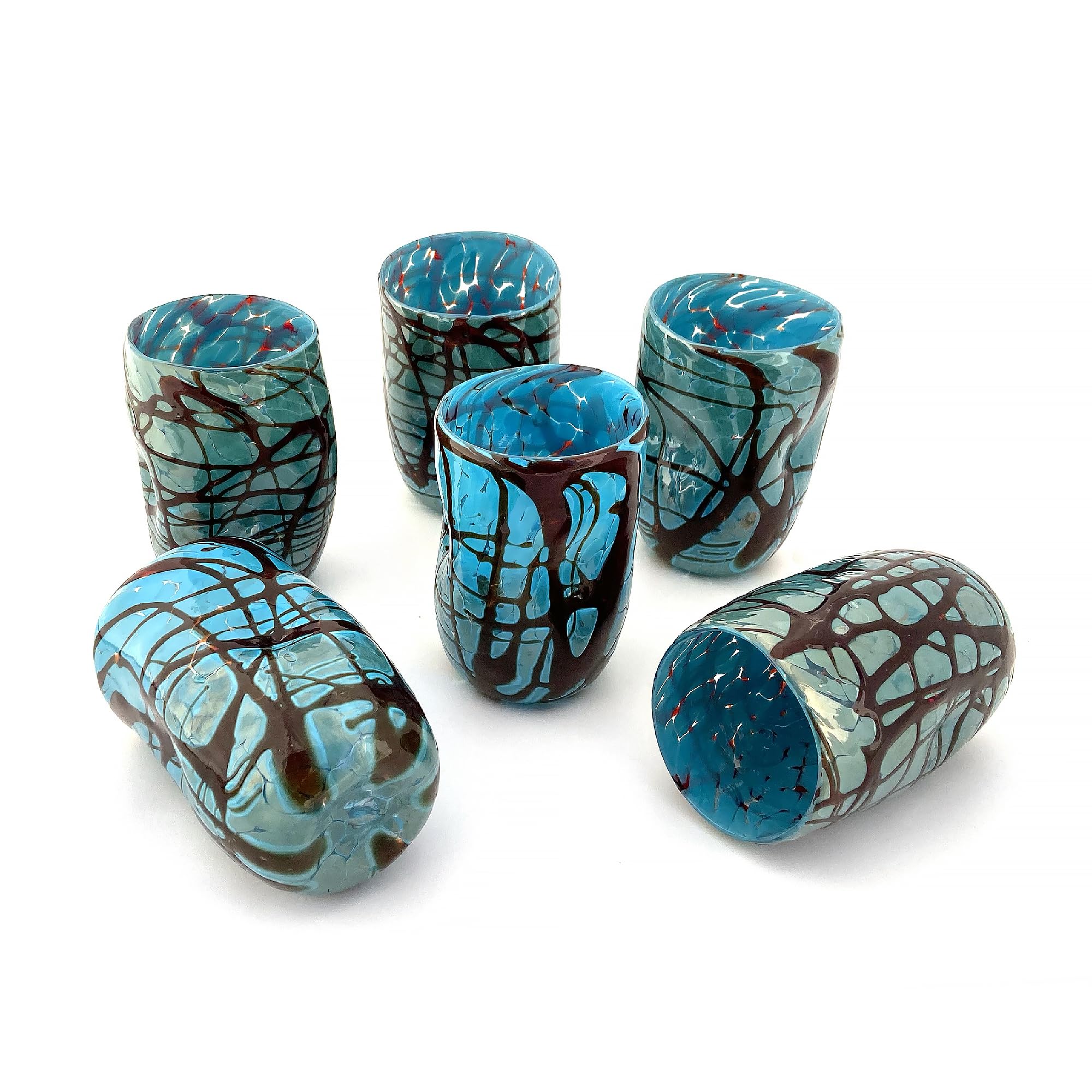 Mazega Art & Design 6 Special Edition Glasses, made of Murano glass - Tiziano (6, Light Blue)