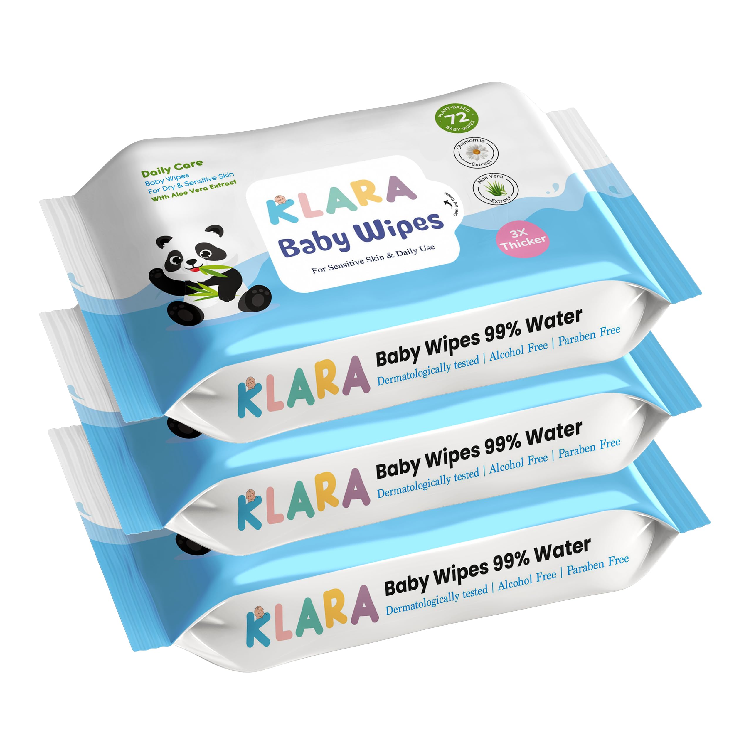 99% Pure Water Baby Wipes with Aloe Vera, Rash-Free, (72 Wipes Each Pack, Pack of 3)-image-2