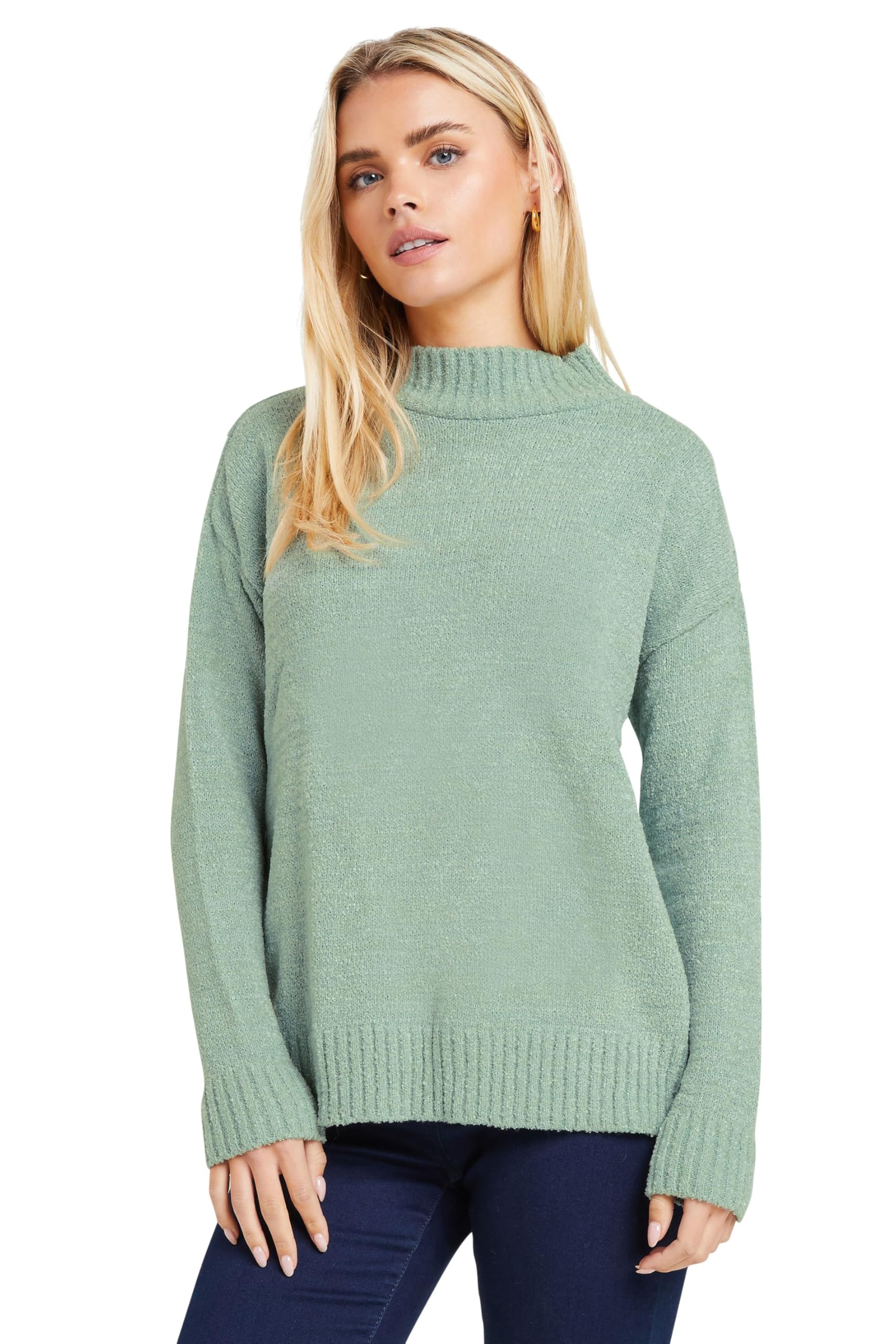 M&Co Women's Green Petite Turtle Neck Jumper In | : 10/12