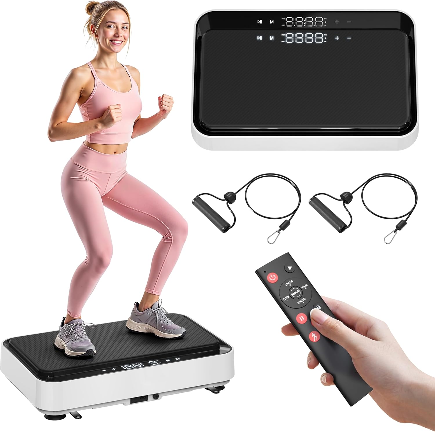 Vibration Plate Exercise Machine, Whole Body Workout Power Vibrate Fitness Platform Vibration Plate for Lymphatic Drainage, Home Training Equipment for Weight Loss & Toning