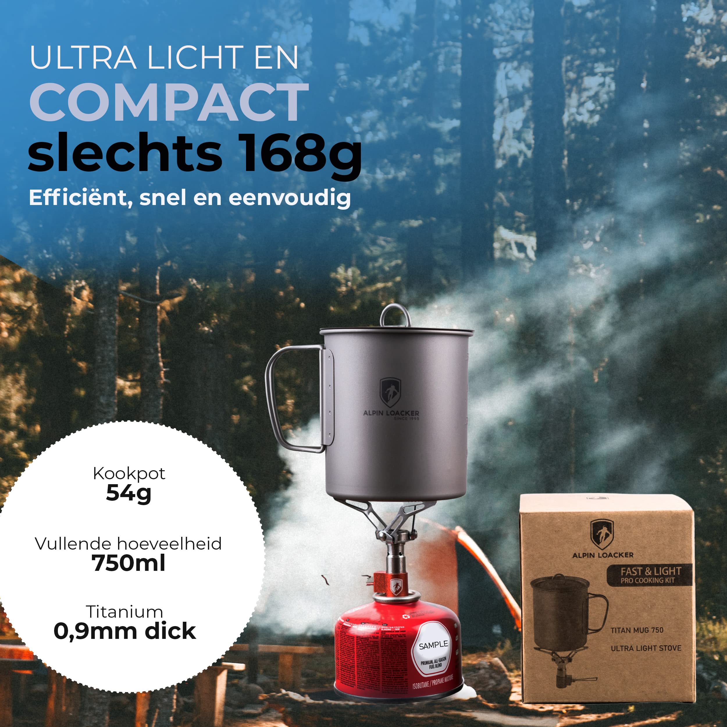 Fornello Da Campeggio Alpin Loacker Storm Kit Pro - Leggero, Con Pentola E Accensione Piezoelettrica