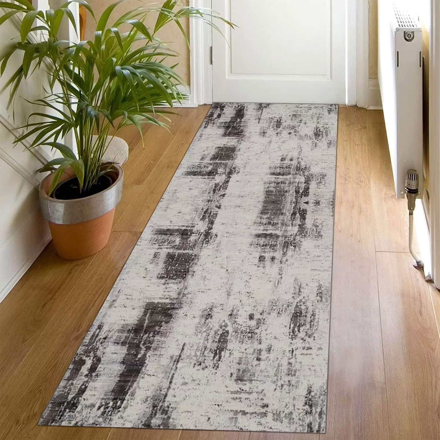 SUCERU Tapis de Cuisine Lavable antiderapant Tapis de Couloir Polyester 90X450CM Tapis Moderne Tapis Salon, Chambre, Cuisine et Couloirs Tapis de Couloir au Metre Violet foncé