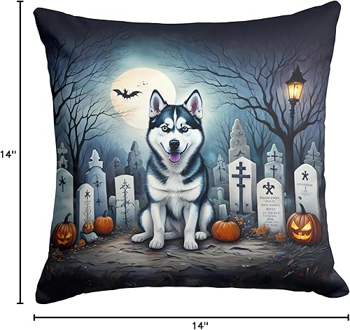 Miniatura 7 de Caroline's Treasures DAC2055PW1414 Siberian Husky Spooky Halloween Fabric Decorative Pillow Machine Washable, Indoor Outdoor Decorative Pillow for
