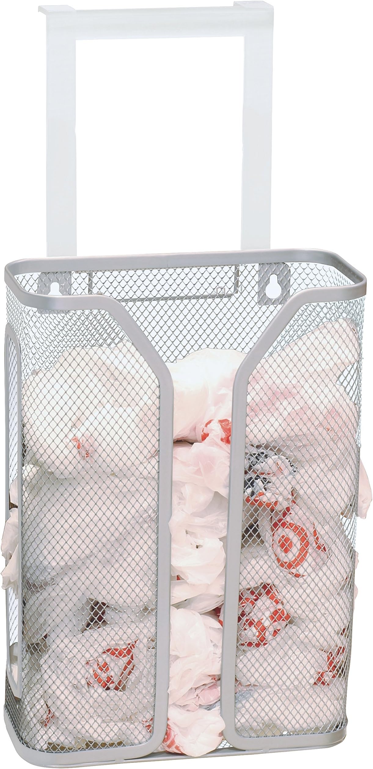 Deco Brothers Over The Cabinet Door Grocery Bag Holder, Silver