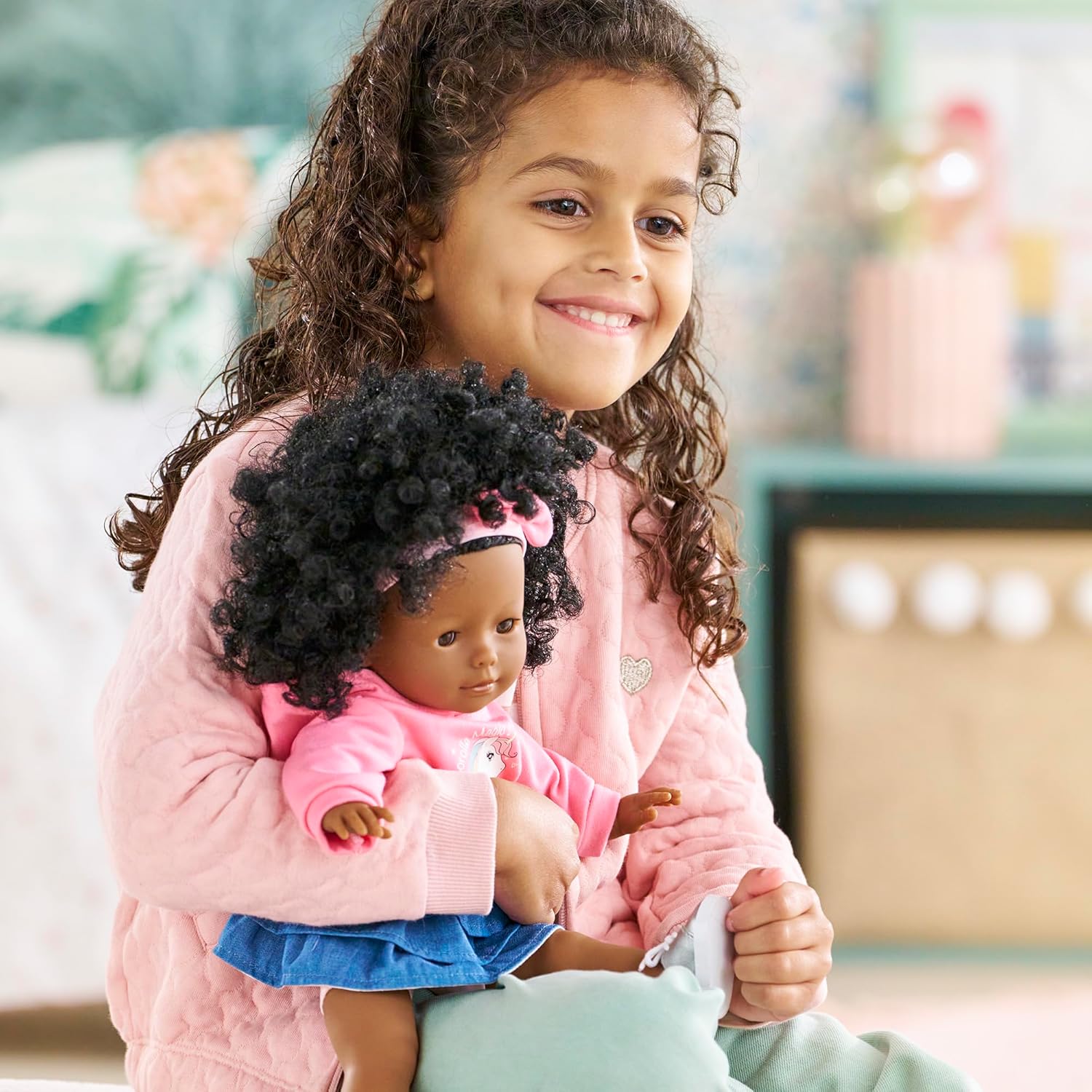 MaCorolle Maëlys Soft Body Dressing Doll with Curls in Cute Outfit, Sleeping Eyes, Vanilla Fragrance, 36 cm, from 3 Years