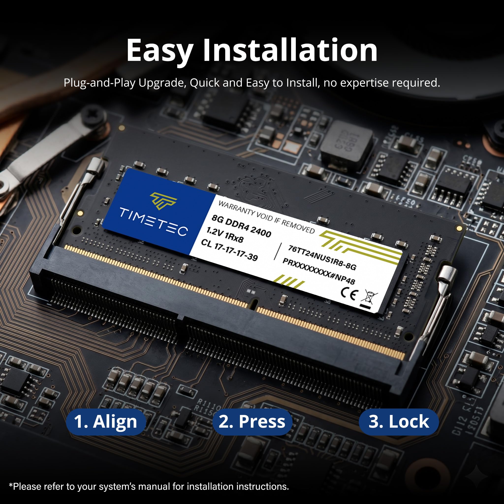 Timetec 32 Go KIT(4x8Go) DDR4 2400 MHz (PC4-2400T) PC4-19200 SODIMM – Non-ECC sans Tampon, 260 Broches, 1,2 V, CL17, Module de mémoire pour Ordinateur Portable, Mini-PC et Ordinateur Tout-en-Un