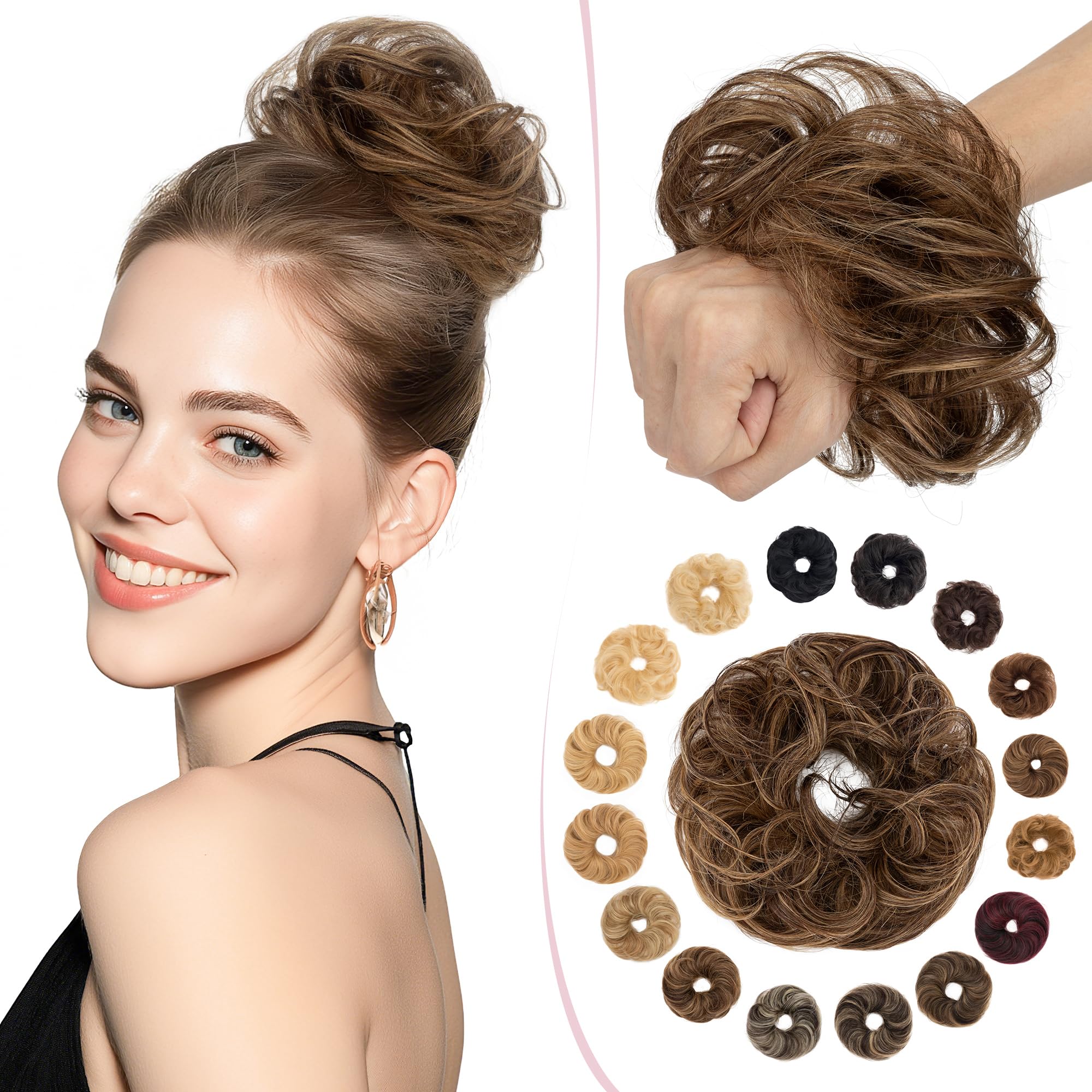 SEGO Pro Haarteil Mit Gummiband Echthaar Dutt Haarteil Echthaar Haargummi Mit Haaren Glatt Hair Messy Bun Hochsteckfrisuren Haarverlängerung für Damen Mädchen