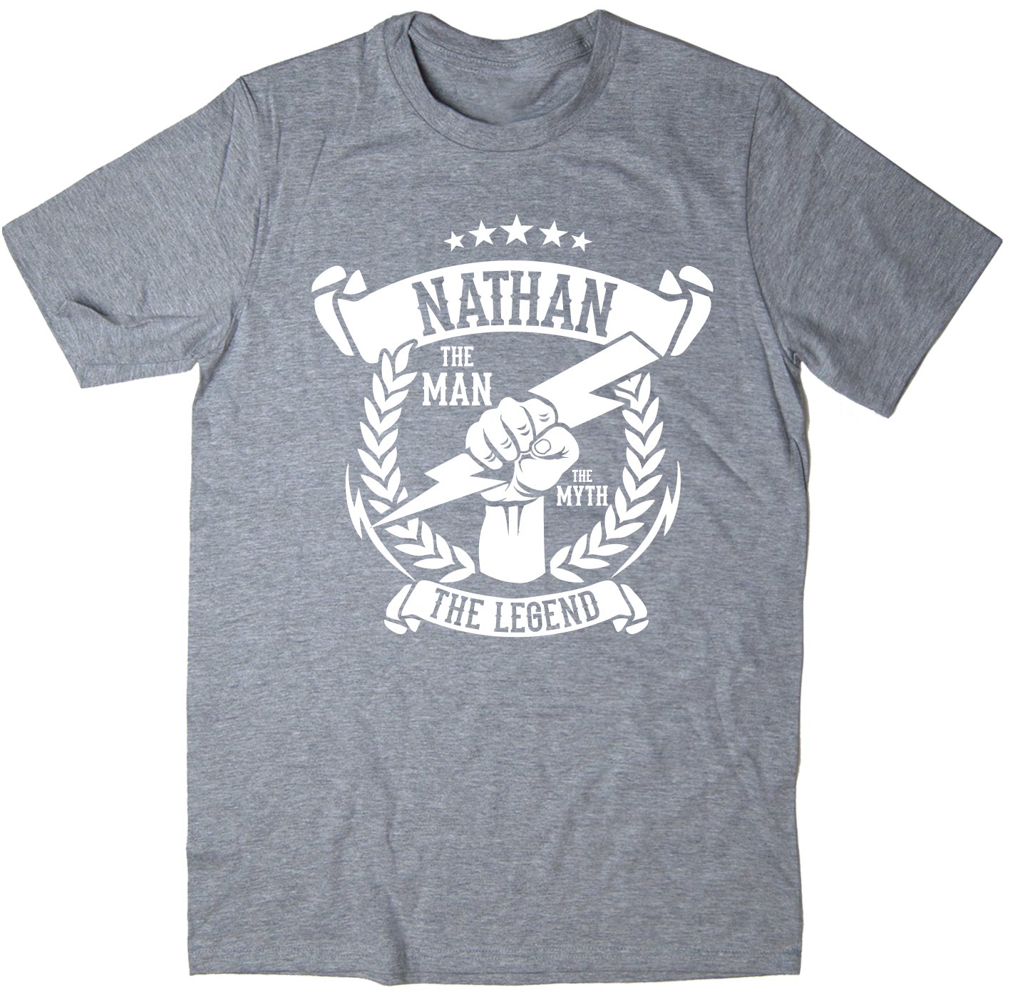 Rocket Fuel 'Nathan - The Man, The Myth, The Legend' Mens Funny Printed T-Shirt - Grey - XL