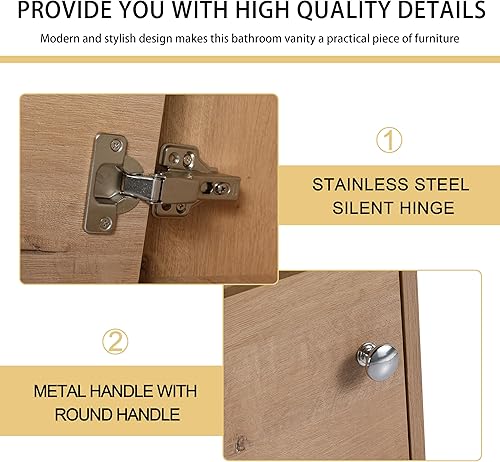 Miniatura 5 de Malwee Tocador de pared de 12 pulgadas, tocador de esquina, tocador de baño flotante de 12'' con lavabo, con 1 puerta y encimera de lavabo