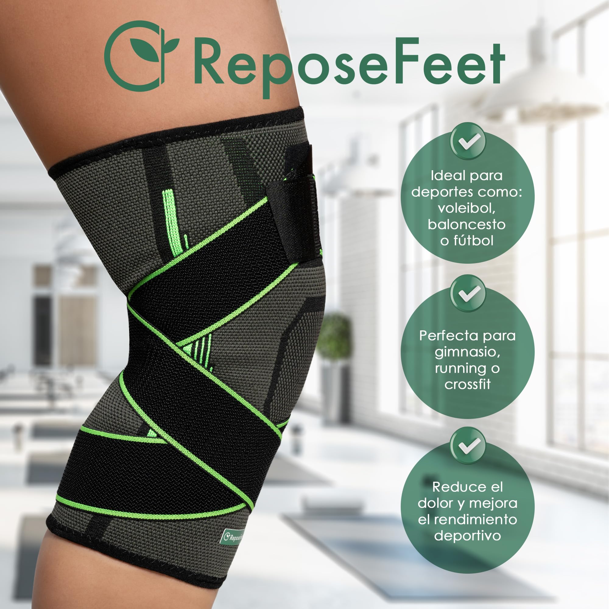 ReposeFeet Rodillera Menisco y Ligamentos – Compresión Estabilizadora Ajustable – Ideal para Deporte, Trabajo y Recuperación – Hombre y Mujer (L) — view 7