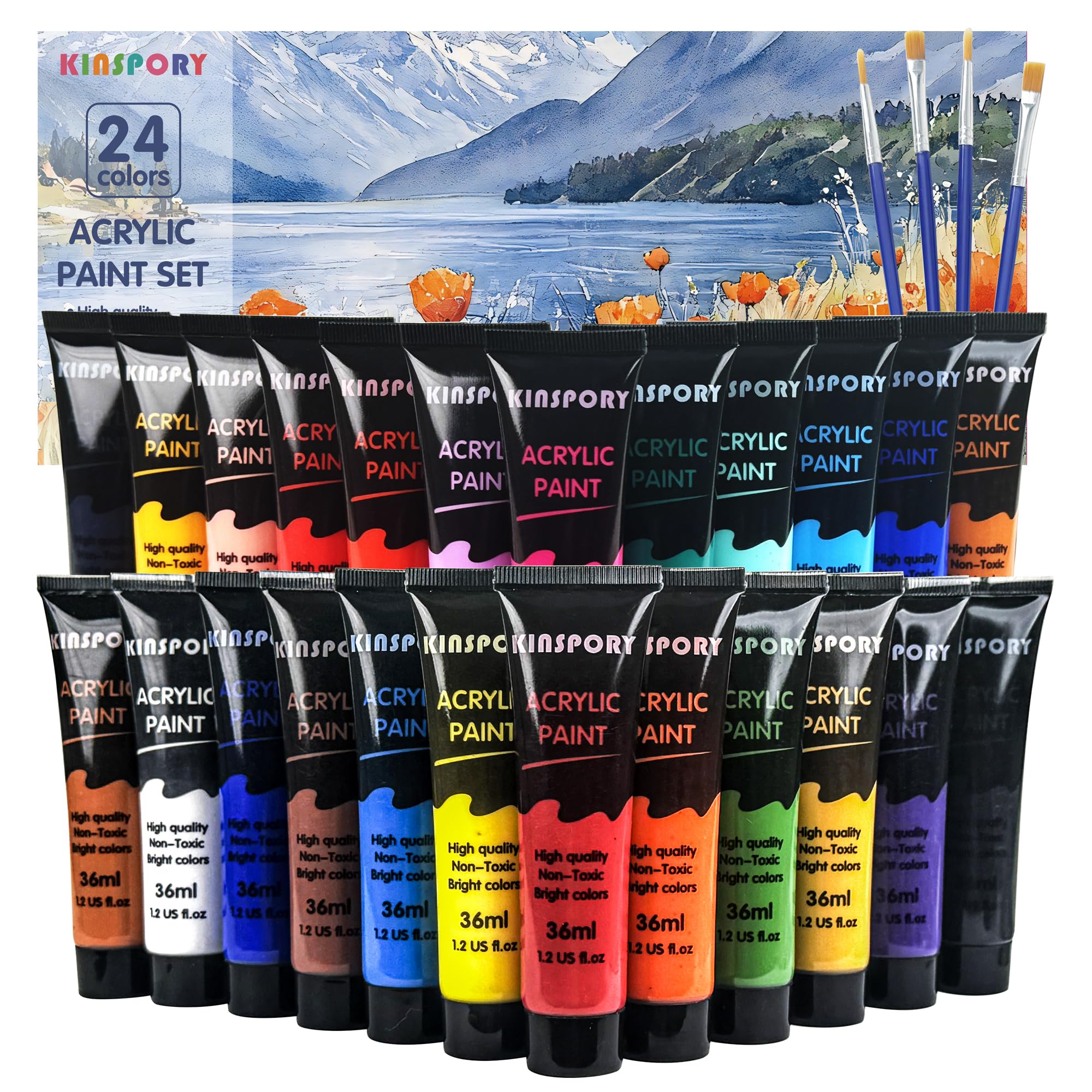 kinspory set 24 tubes acrylique 36 ml +