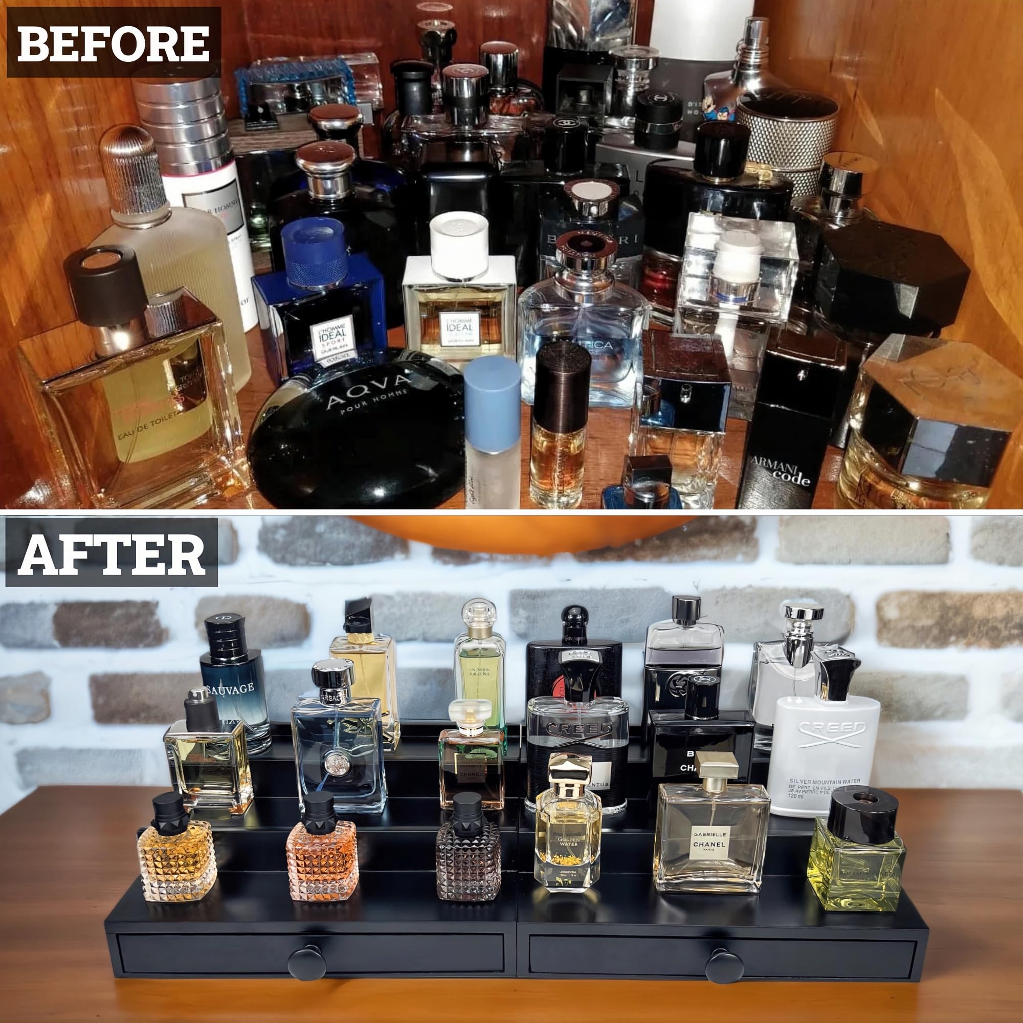 Organizer classico in legno da uomo, a 3 ripiani, con fodera in velluto di alta qualità e elegante confezione regalo, design ordinato, espositore per profumi, idea regalo SELUM