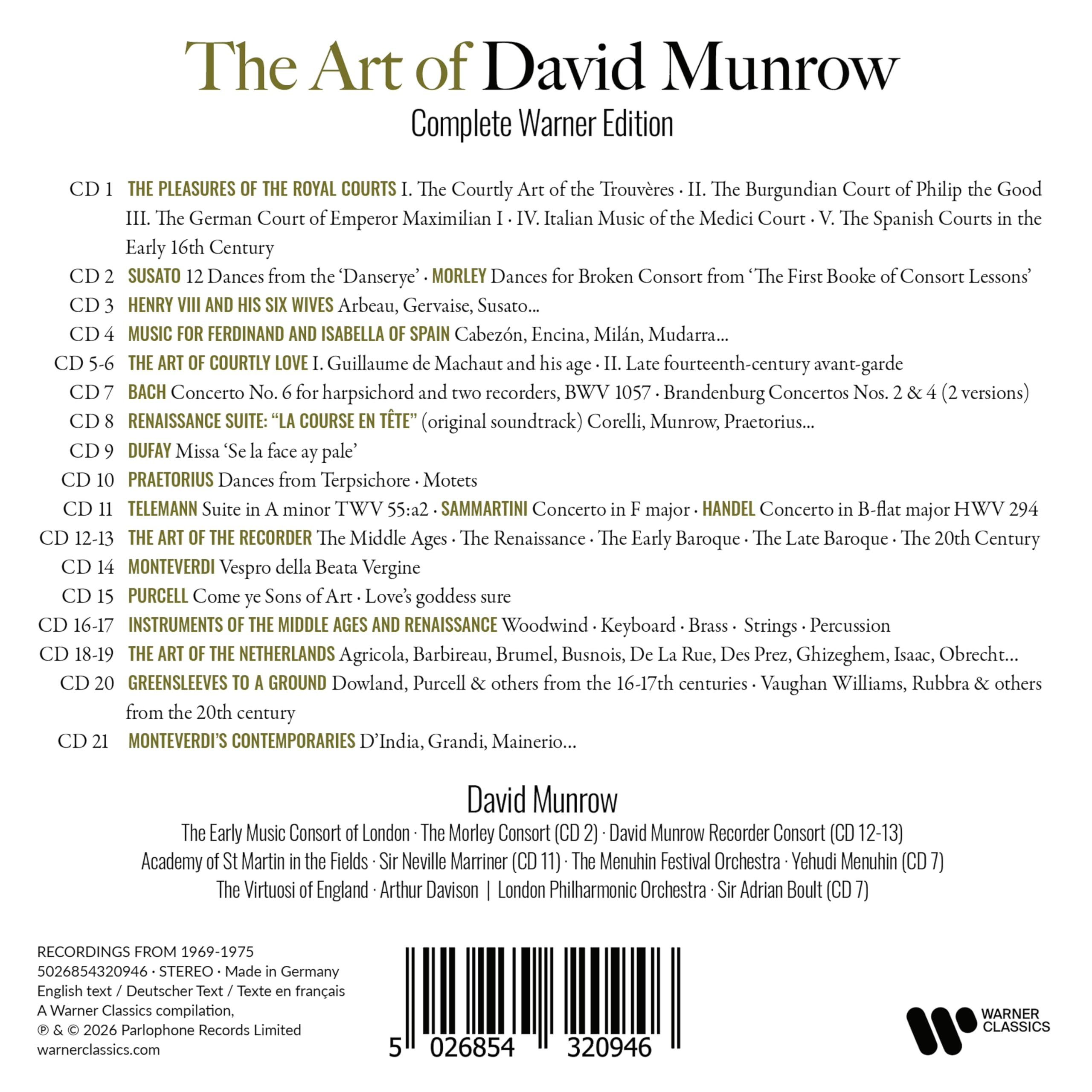 The Art of David Munrow - Complete Warner Édition