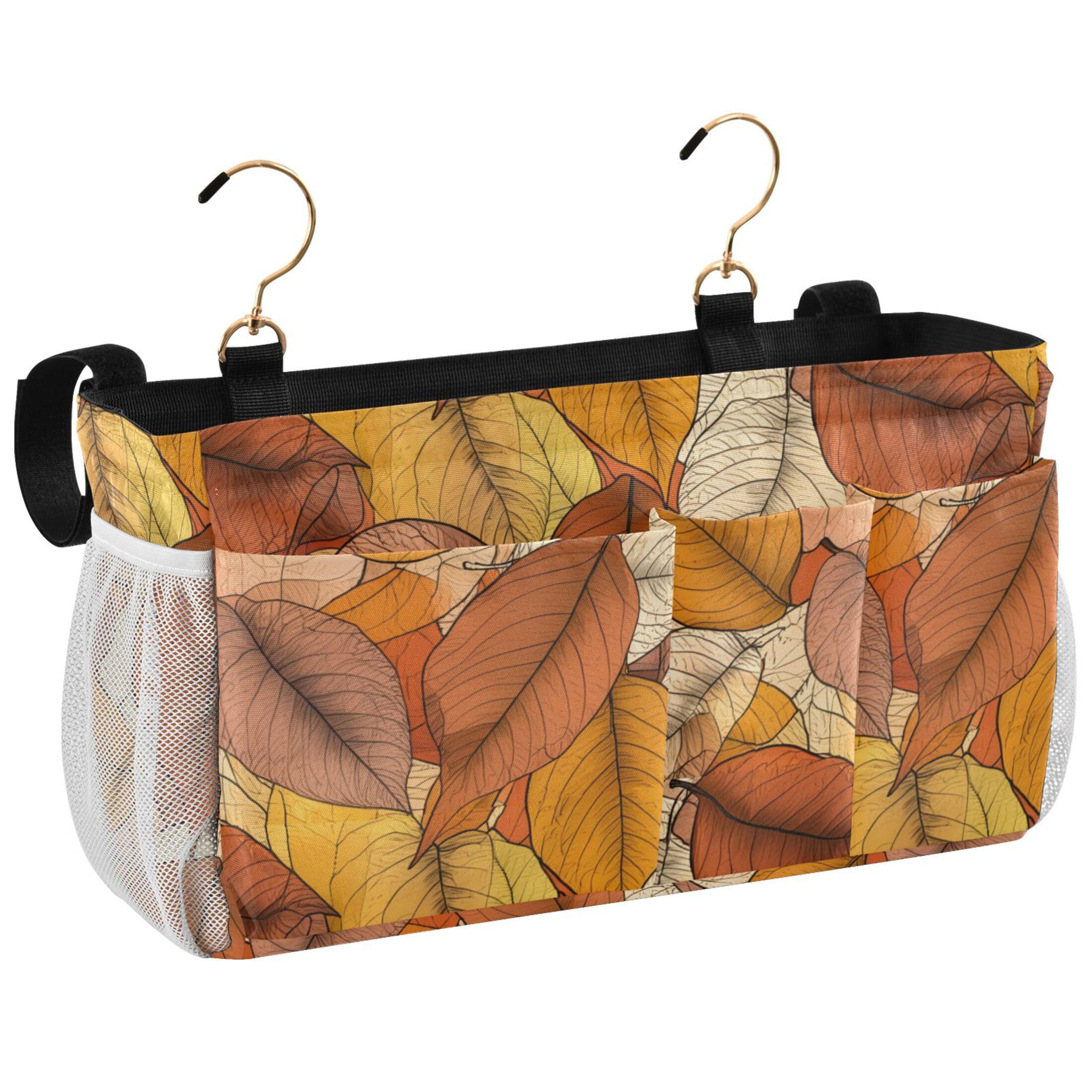 Burbuja Autumn Leaves Bedside Caddy Hanging Storage Organizer with 2 Straps and Hooks for Home College Dorm Bunk Bed Hospital Bed Crib