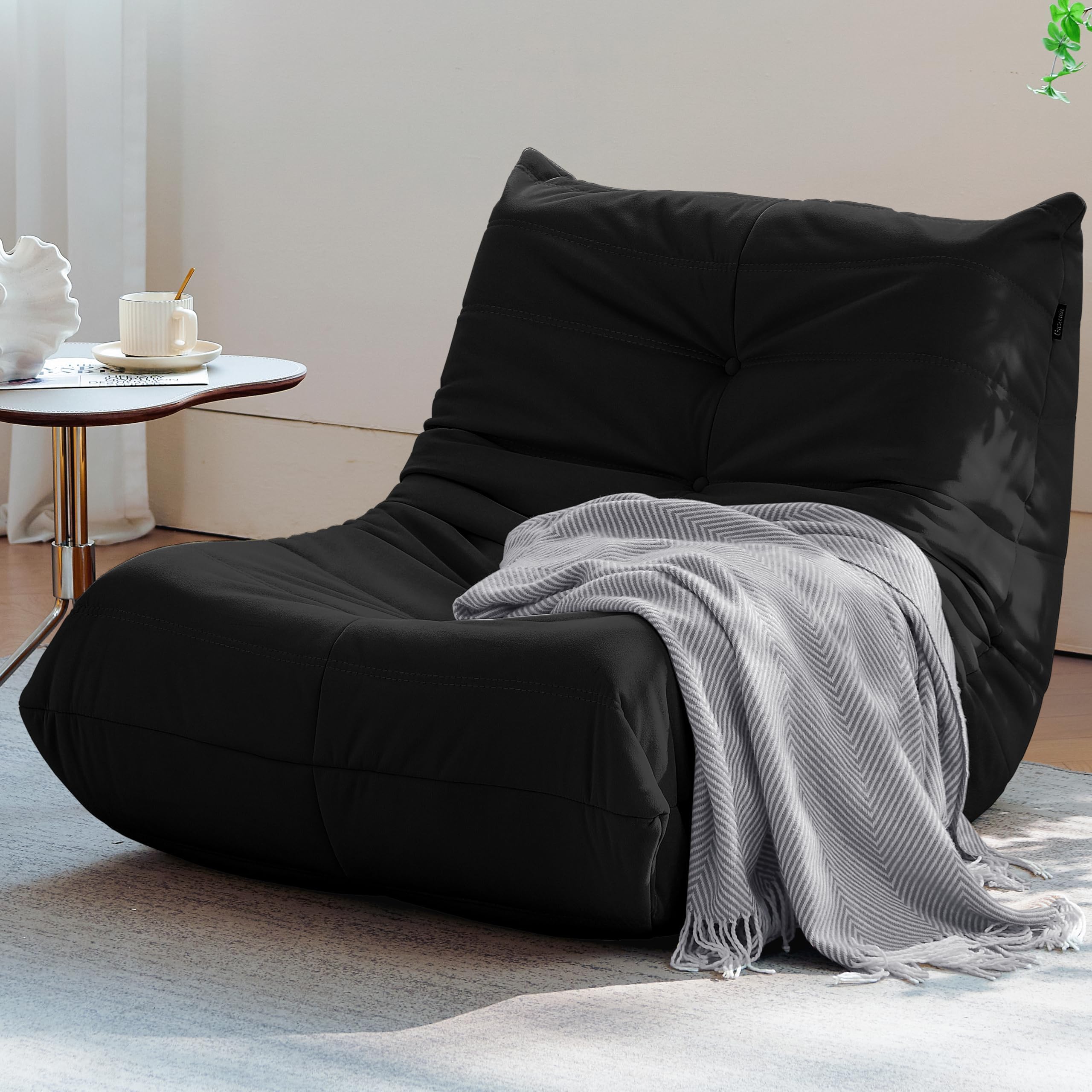 Gazecaia Bean Bag Chairs (Black Suede)