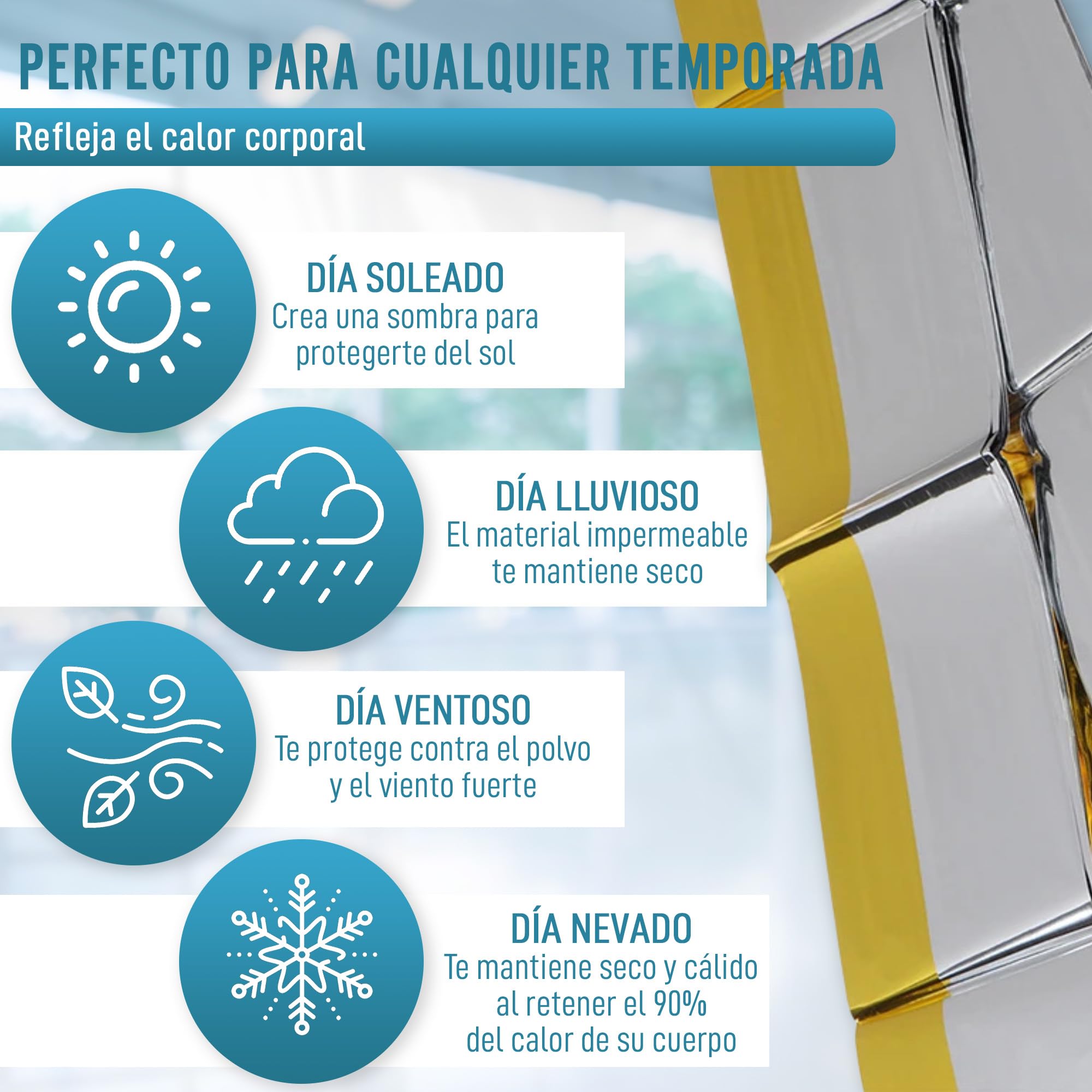 Manta Térmica Supervivencia Reutilizable X5 UNIDADES Manta Emergencia térmica Mantas Térmicas de supervivencia GRANDE 210x160cm Mantas de Supervivencia PROTECCIÓN Frío y Calor Lluvia Viento.